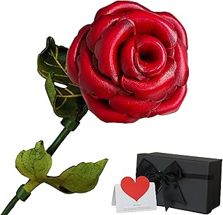 Leather Rose 3rd Year Anniversary Keepsake for Her Him, Leather Gifts for 3 Year