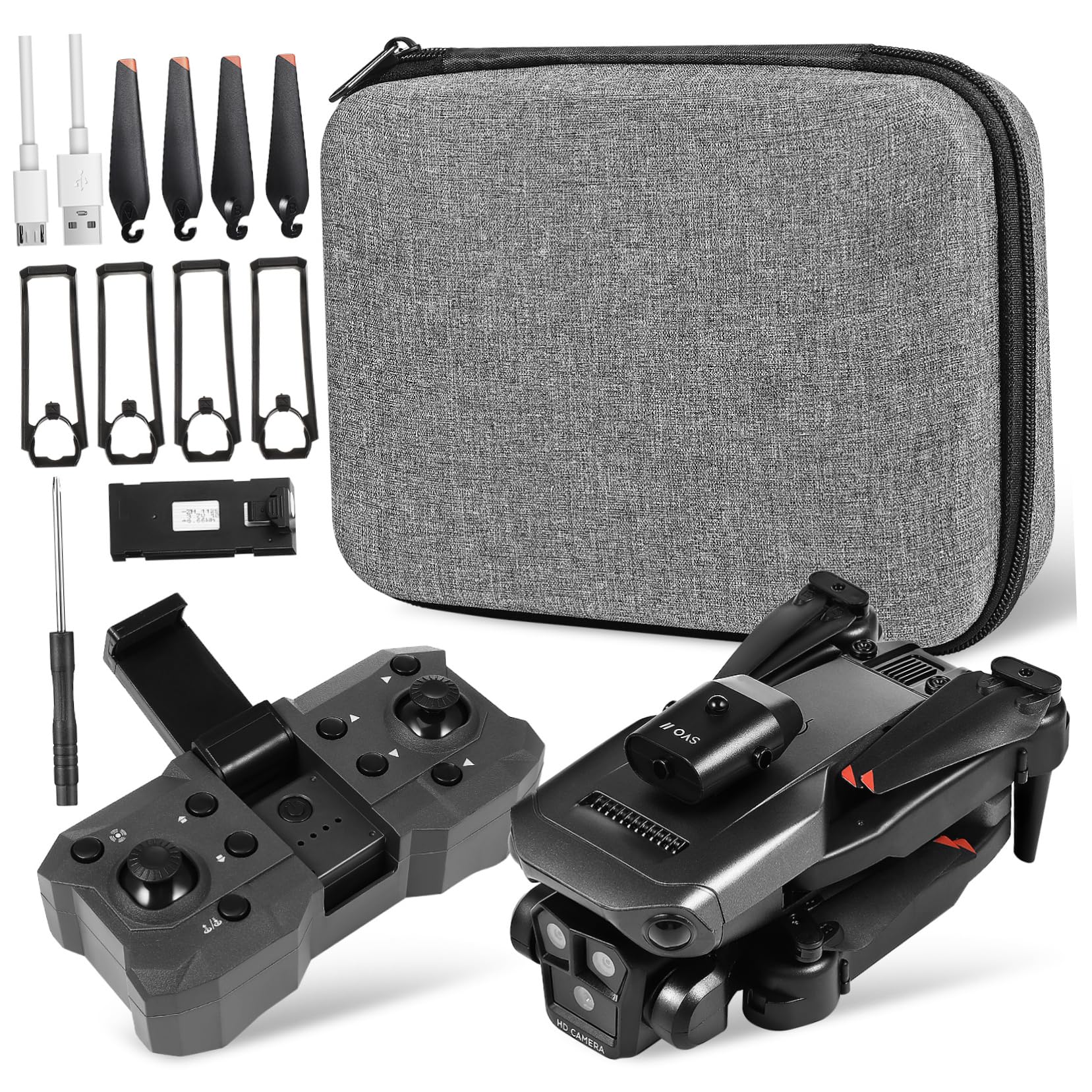 Holibanna Dron Plegable para Adultos con Triple Cámara Hd, Lente Ajustable 150°, Batería Doble y Control Remoto de Largo Alcance