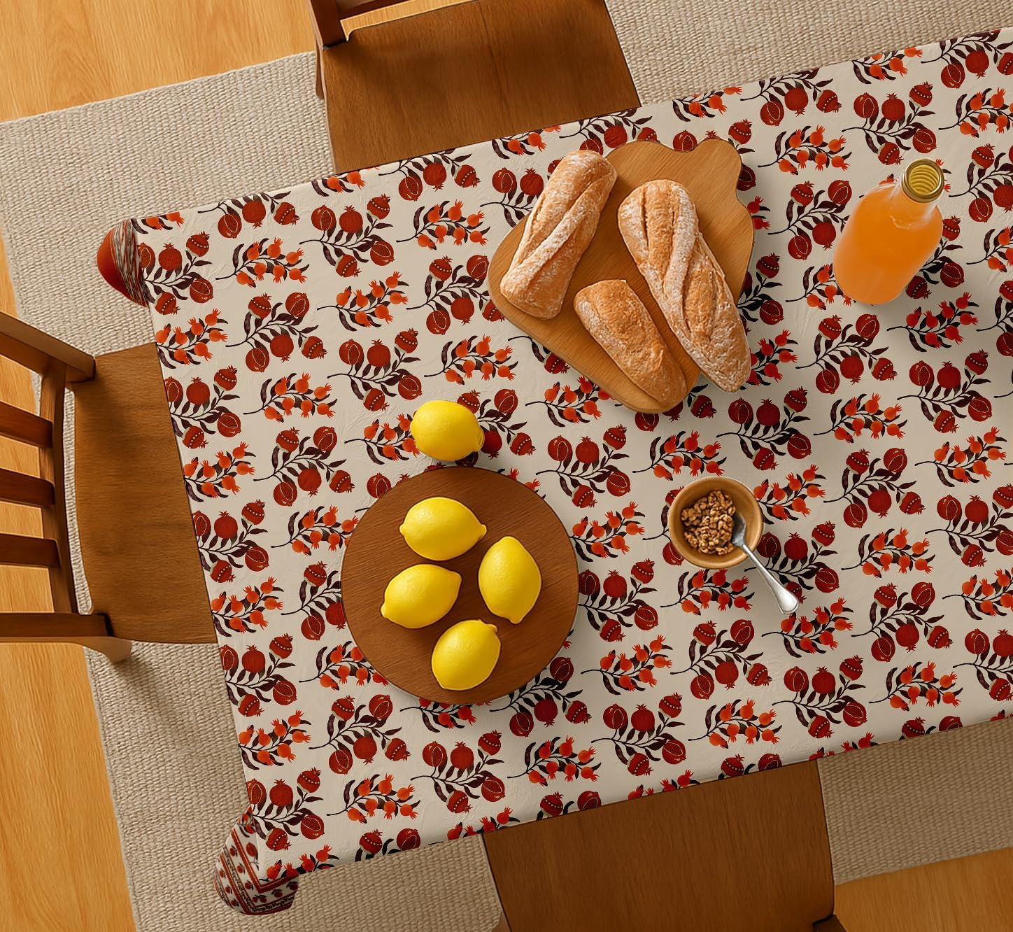 Fruits Design Tablecloth- Orange 60x60 Inch Cotton Twill Dining Table Cover, Perfect for 4 Seater Tables, Durable, Protective & Washable, Ideal for Everyday Use, Occasions & Gathering