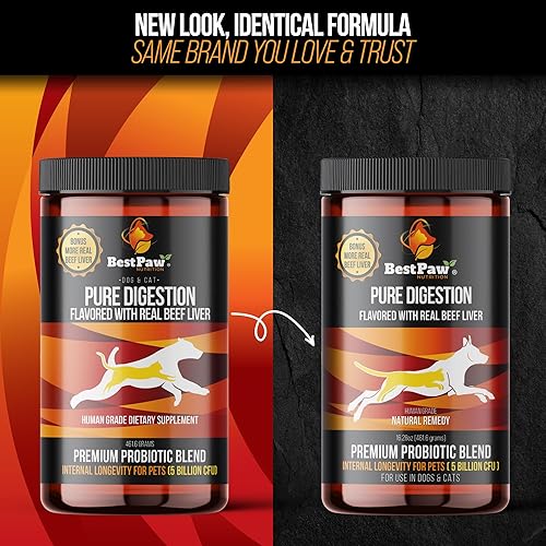 Miniatura 2 de Best Paw Nutrition Dog & Cat Premium probiótico prebiótico y enzimas digestivas 5 mil millones de UFC Aceite de coco de cúrcuma orgánico puro