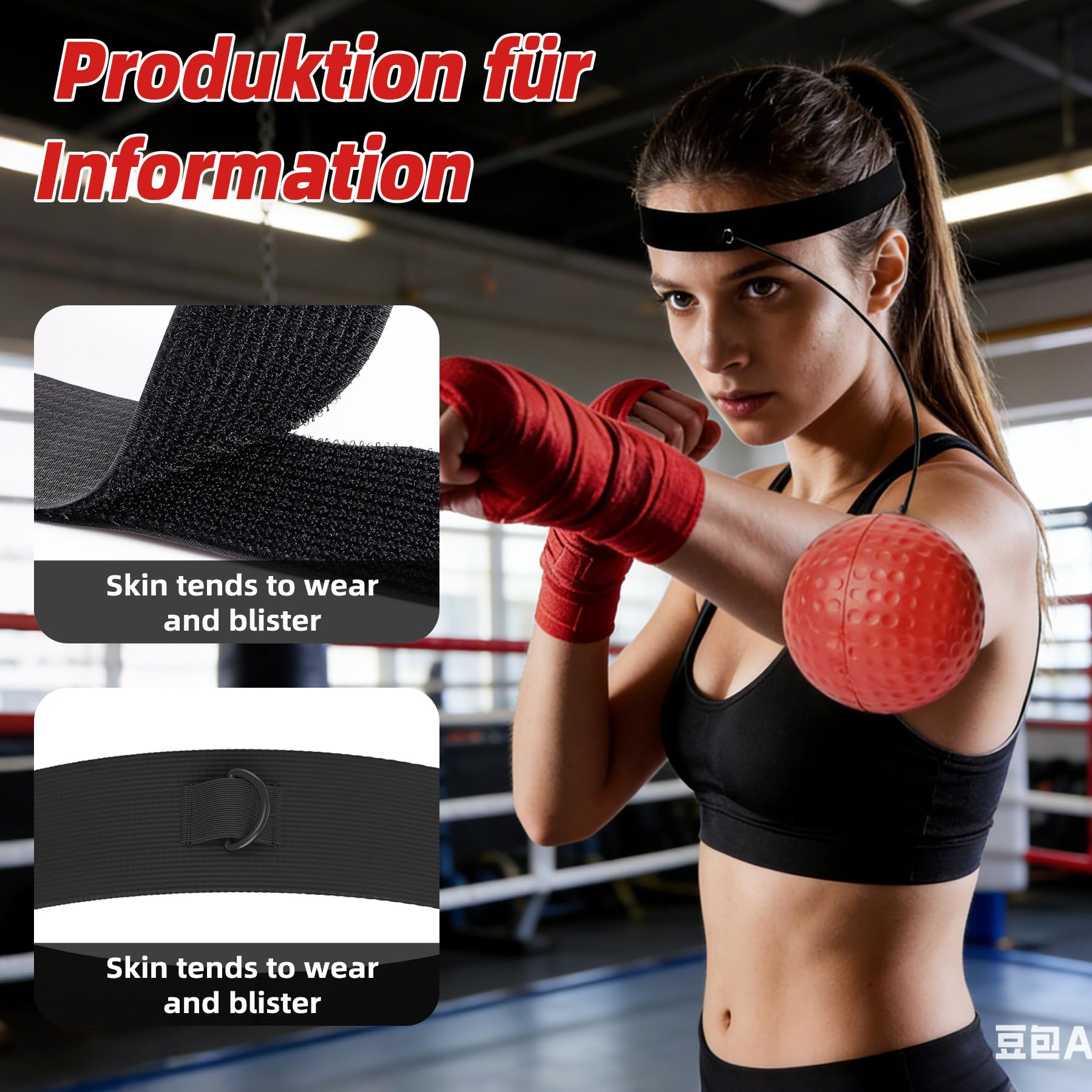 Banda para la Cabeza con Pelota de Reacción,Entrenador de Reflejos Ajustable para Boxeo, Mejora la Velocidad, Enfoque y Coordinación Mano-Ojo, Entrenamiento en Casa