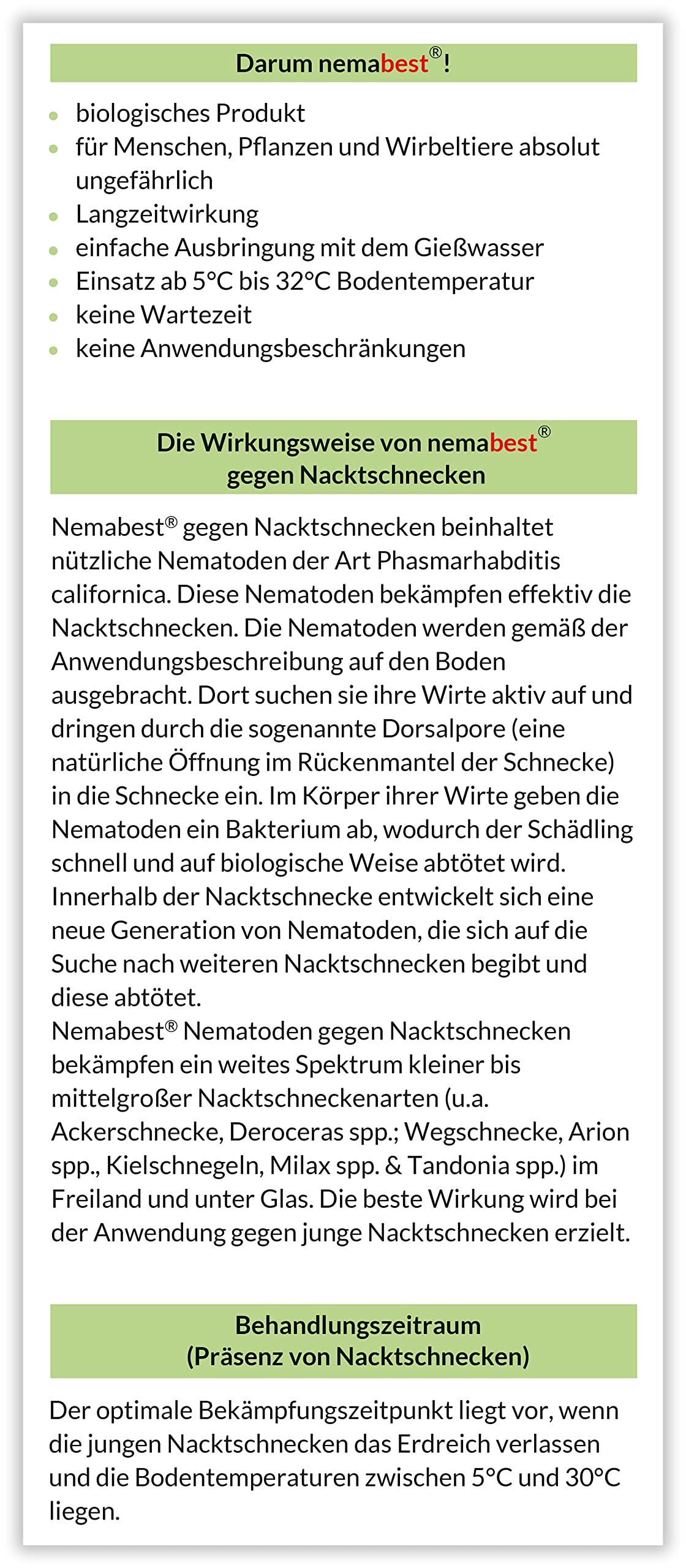 nemabest® PC Nematoden für 10m² (3 Mio.) gegen Nacktschnecken in Gemüse, Erdbeeren, Obst, Kräutern und Rasen
