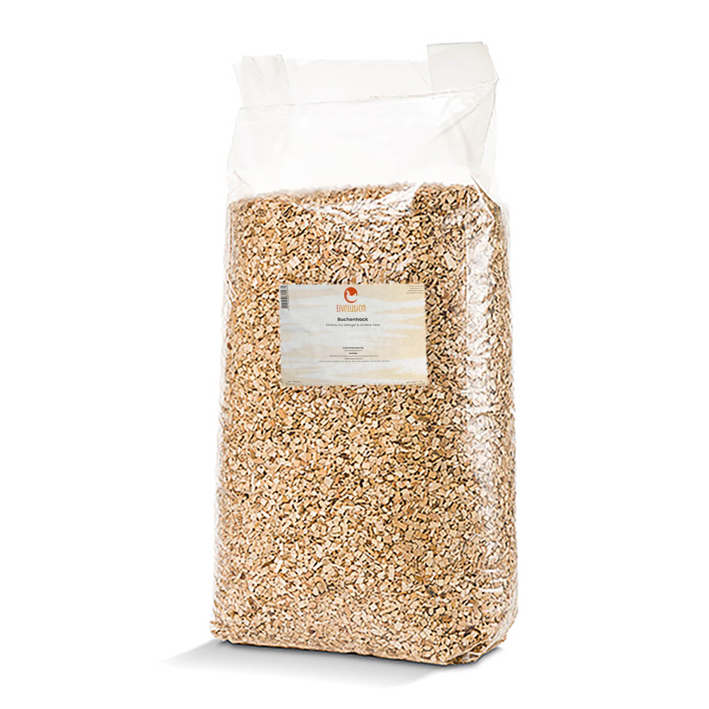 eivolution Buchenhack Einstreu 15 kg - Staubfrei & Natürlich - Optimale Feuchtigkeitsregulierung für Stall & Voliere - Auch für Räuchern geeignet