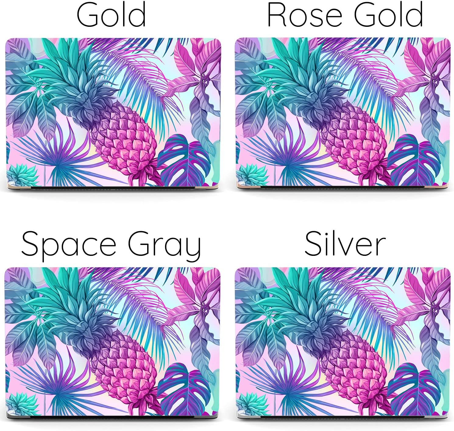 Mertak Hard Case Compatible with MacBook Pro 16 14 Air 15 13 inch M3 M2 M1 Mac 2024 2023 2022 2018 Pineapple Blue Pink Tropical Plastic Cover Laptop Leaves Fruit Print Colorful Clear Touch Bar