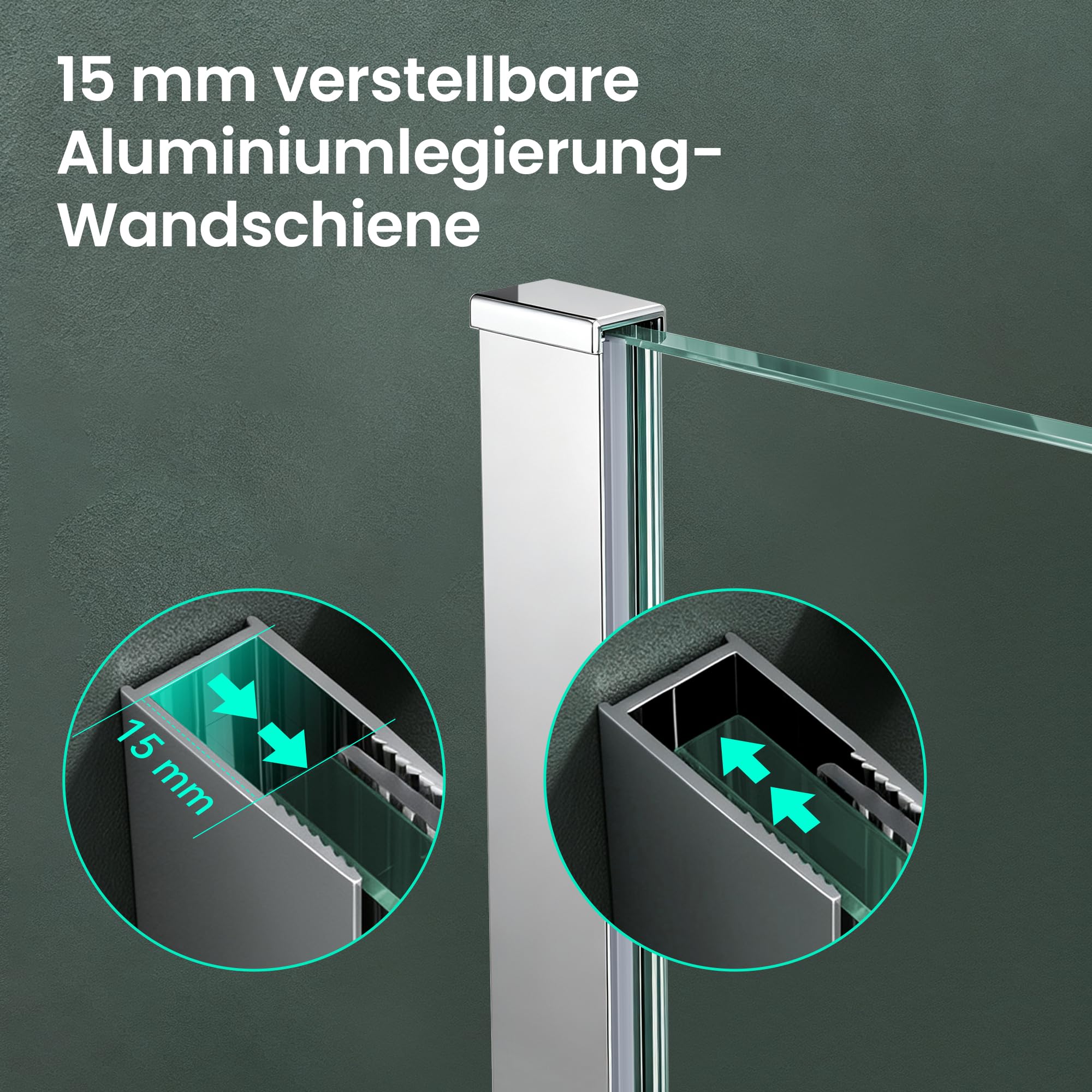 Mai & Mai Duschwand für Dusche Duschabtrennung 90x200cm Walk-In Dusche
