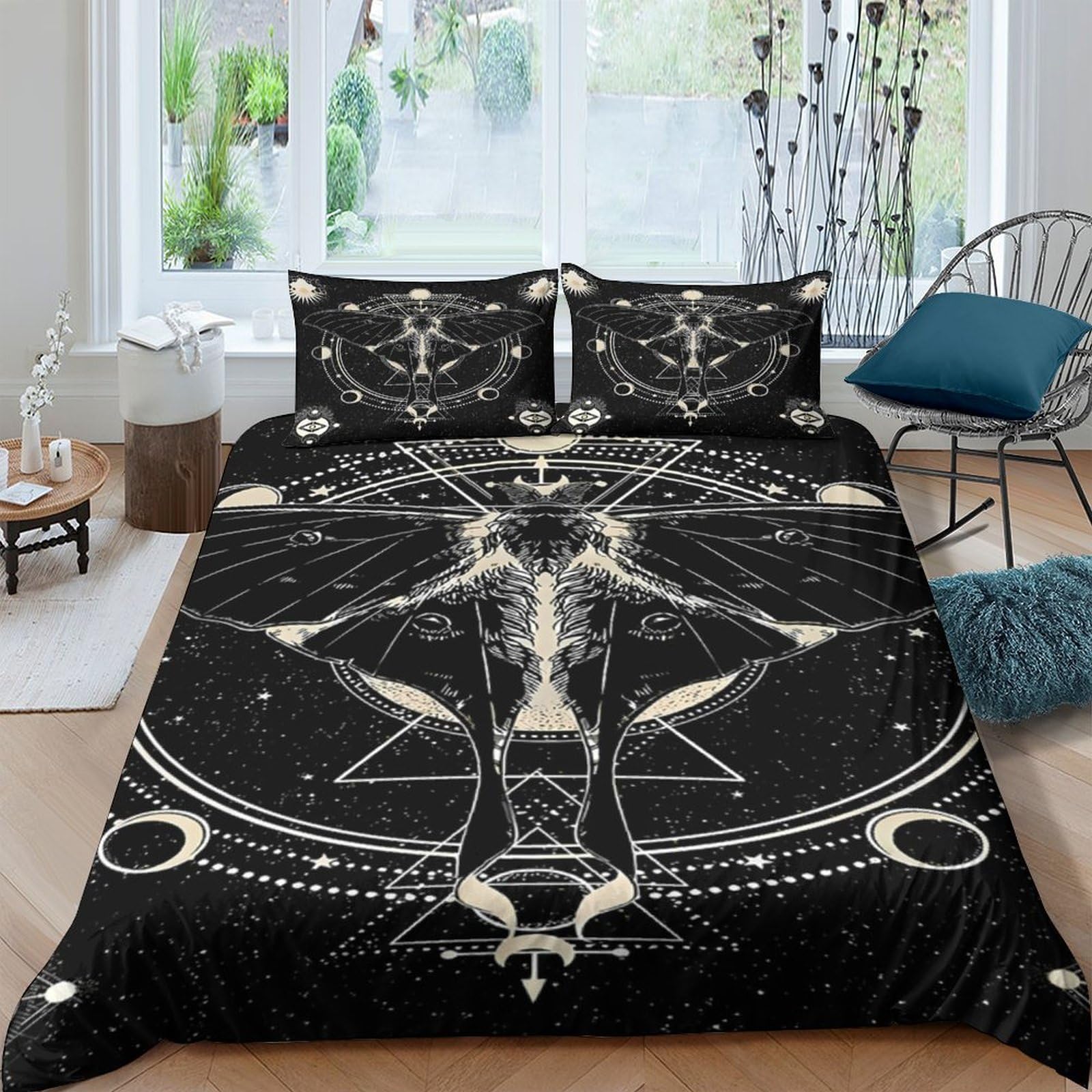 GPLZQXKJNH 3D Printed Sacred Geometry Duvet Cover Microfiber Soft Breathable Abstract Line Bedding Set with 2 Pillowcases for Bedroom Home Single（135x200cm）