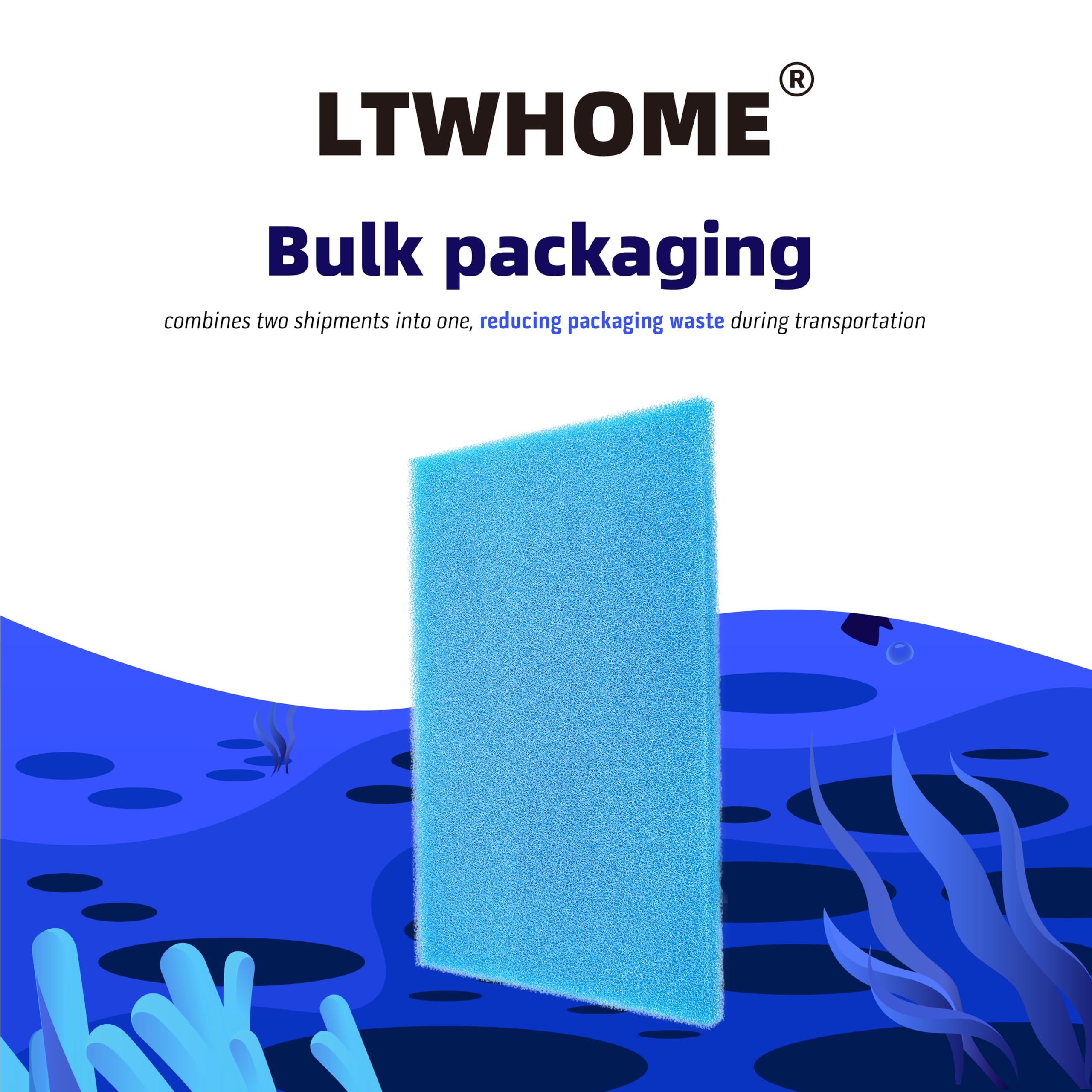 LTWHOME DIY Coarse Foam Sheet Filter Pad Sponge, Filter Accessories for Fish Tank and Koi Pond 460mm x 300mm(Pack of 1) - Image 4