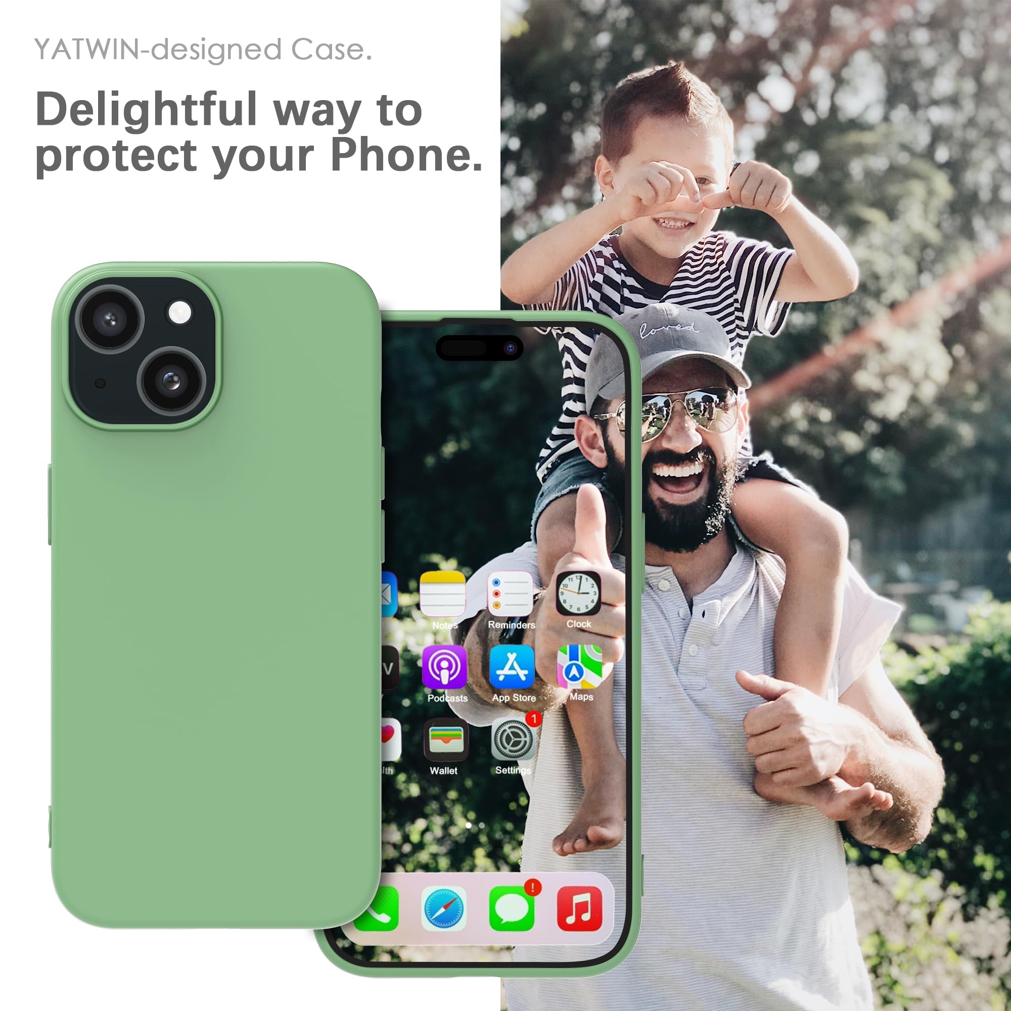 YATWIN Silicone Case for iPhone 15, Soft-Touch, Shockproof, DustProof - Image 2