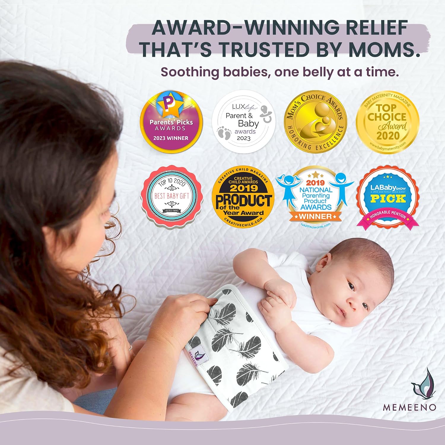MEMEENO Baby Belly Band for Gas & Colic Relief - Heated Tummy Wrap for Newborns