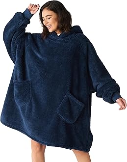 Bedsure Wearable Blanket Hoodie Mothers Day Gifts for Women, Warm Cozy Hoodie Blanket Sweatshirt for Adult Women Men, Navy Blue