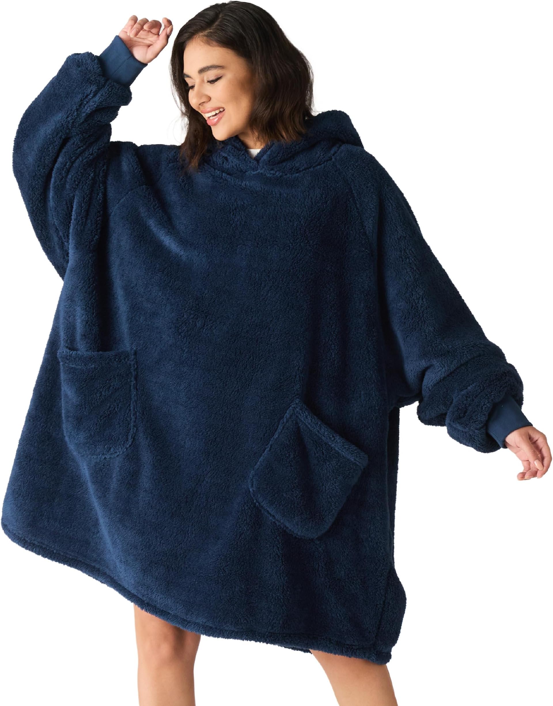 Blanket Hoodie, Wearable Blanket Hoodie as Mothers Day Gifts for Mom, Birthday Gifts for Women Men, Warm Cozy Hoodie Blanket Sweatshirt for Adult Women Men, Navy Blue, Standard