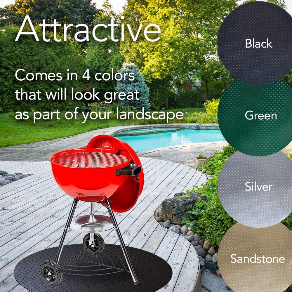 RESILIA - Round Under Grill Mat - Black Diamond Plate, Large 36-inch Diameter, for Outdoor Use : Patio, Lawn & Garden