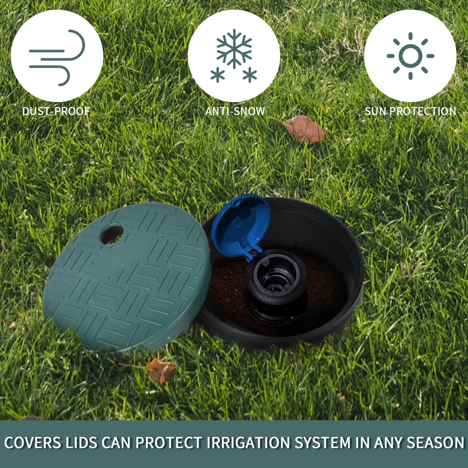 Accessoire Arrosage Pelouse Lot De 2 Couvercles De Valve D'Arrosage 15cm | Vert, Protection Pour Système D'Irrigation Couvercles Boîte Valve