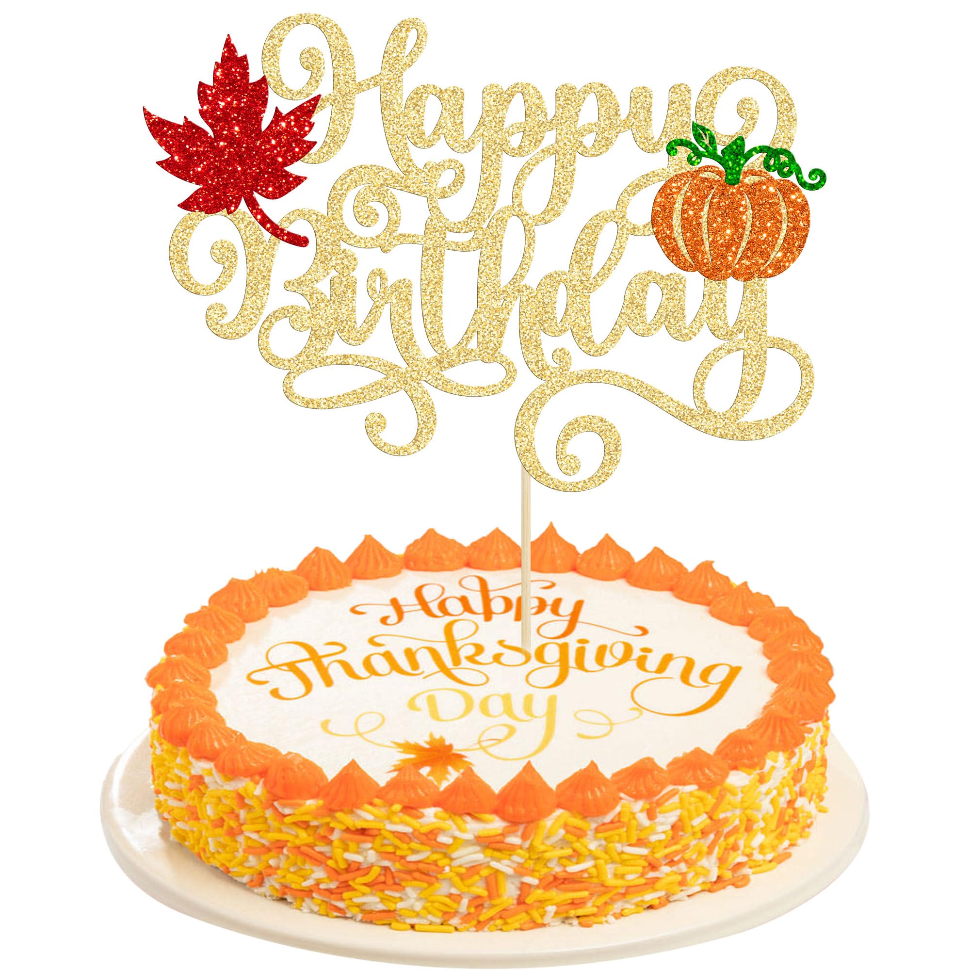 Tortenaufsatz Herbst-Thema – Mit Glitzer-Ahornblatt & Kürbis Für Thanksgiving & Geburtstag