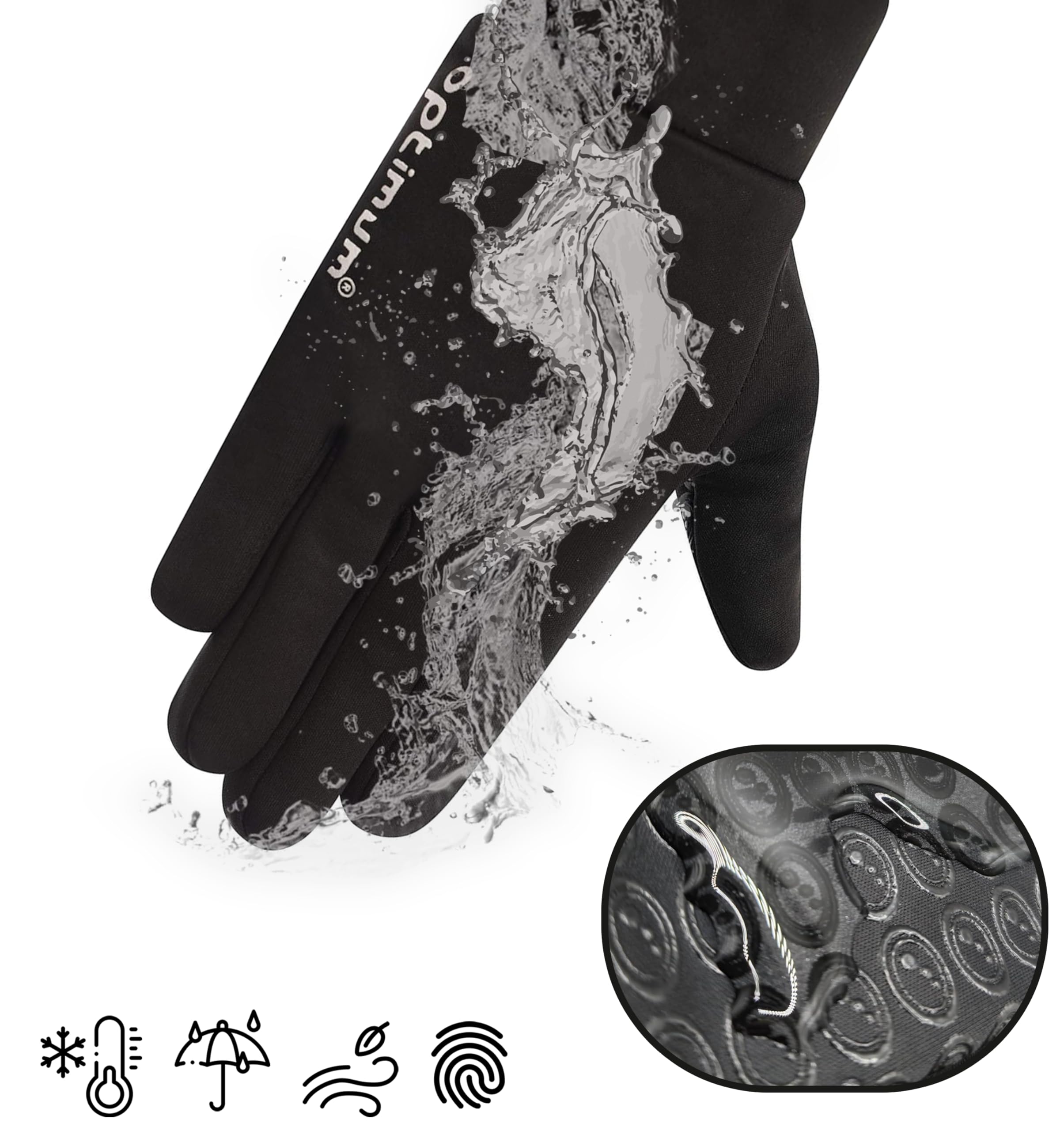 OPTIMUM Aqua Waterproof Thermal Sports Gloves Touch Screen Sensitive Finger