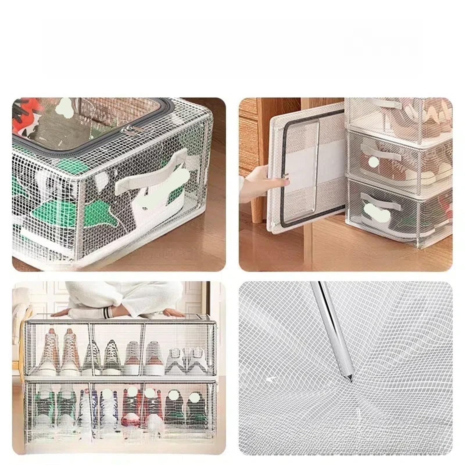Organizzatore Di Scarpe Sotto Il Letto Scarpiera pieghevole Scatole portaoggetti trasparenti sigillate for scarpe visibili for l'organizzatore di vestiti della camera da letto salvaspazio Per Riporre