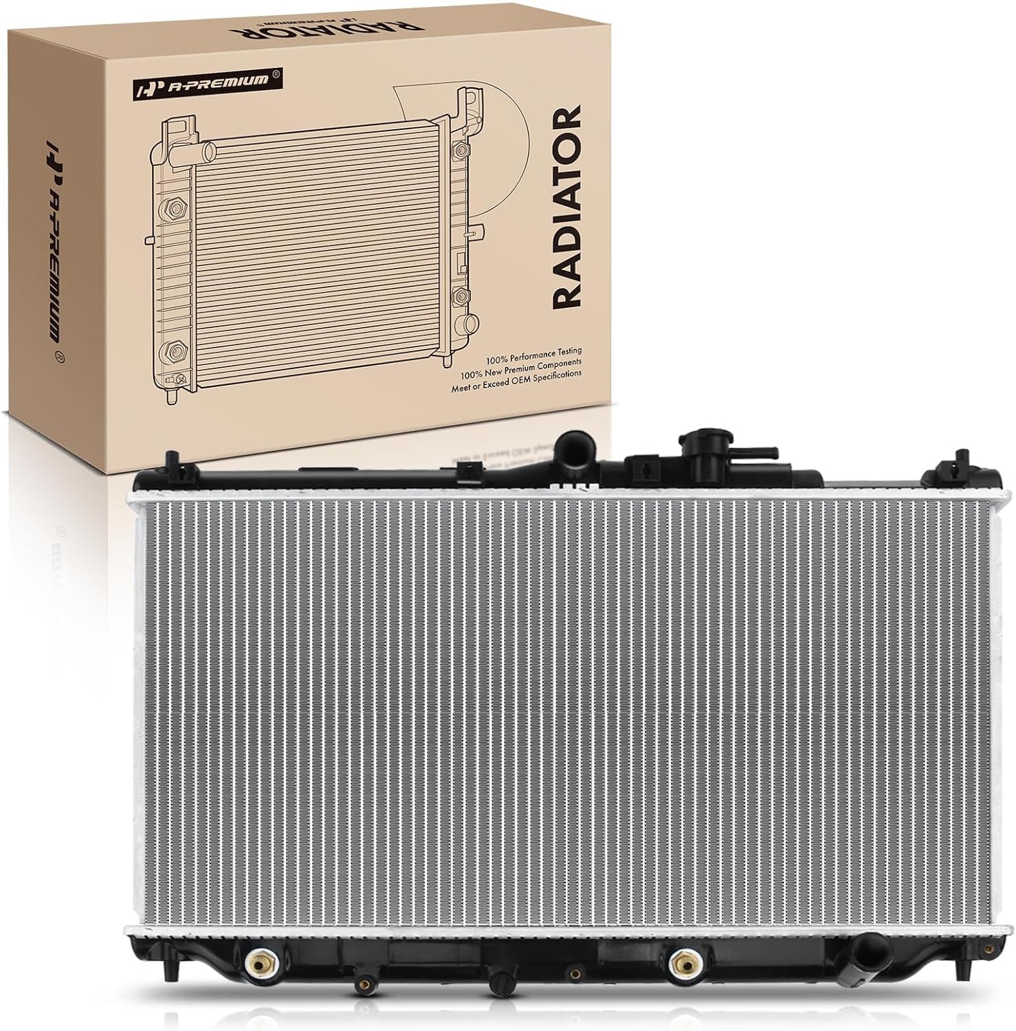 A-Premium Engine Coolant Radiator with Transmission Oil Cooler Compatible with Honda Accord 1990-1993 L4 2.2L, Prelude 1992-1996 L4 2.2L, Replace# 19010PT1901, 19010PTI003