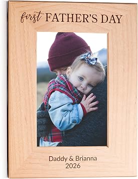 Lifetime Creations Personalized First Fathers Day Picture Frame New Dad Gifts for Men, First Time Dad Gifts for Fathers Day, Engraved Wood Frame Holds 4x6 Inch Portrait Photo