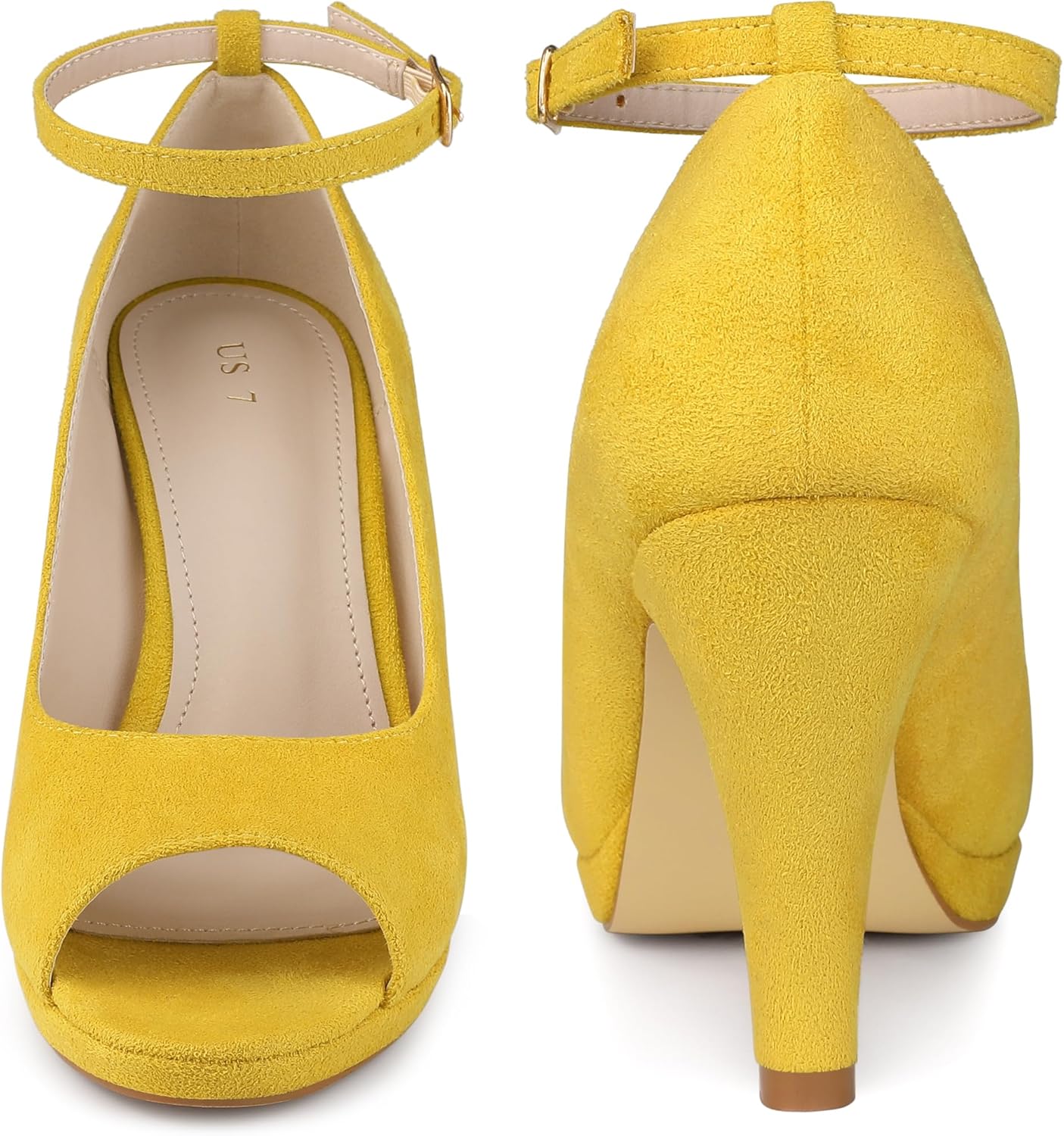 Perphy Platform Peep Toe Ankle Strap Stiletto Heel Dress Pumps Shoes for Women