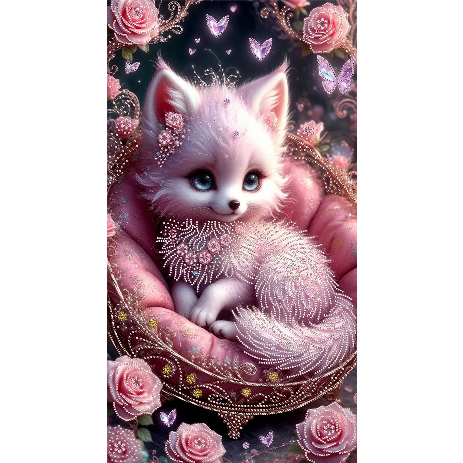 Large Special Shape Diamond Art Painting Kits for Adults – 5D Crystal Rhinestone DIY Craft, Big Diamond Mosaic Wall Decor Gift 15.7x27.5 Inch(Pink Animal)