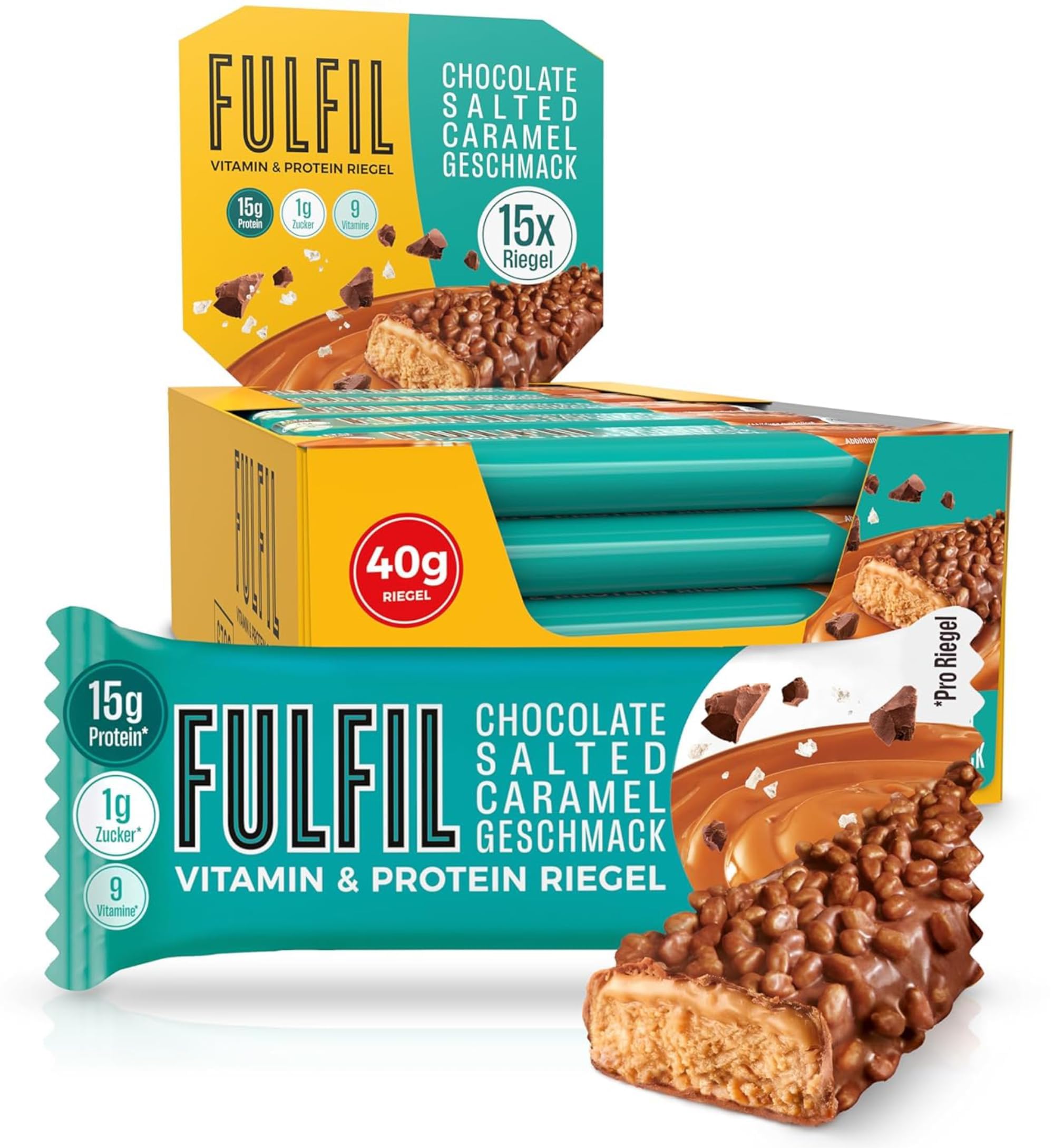 FULFIL Vitamin- und Proteinriegel Chocolate Salted Caramel, 15 x 40 g