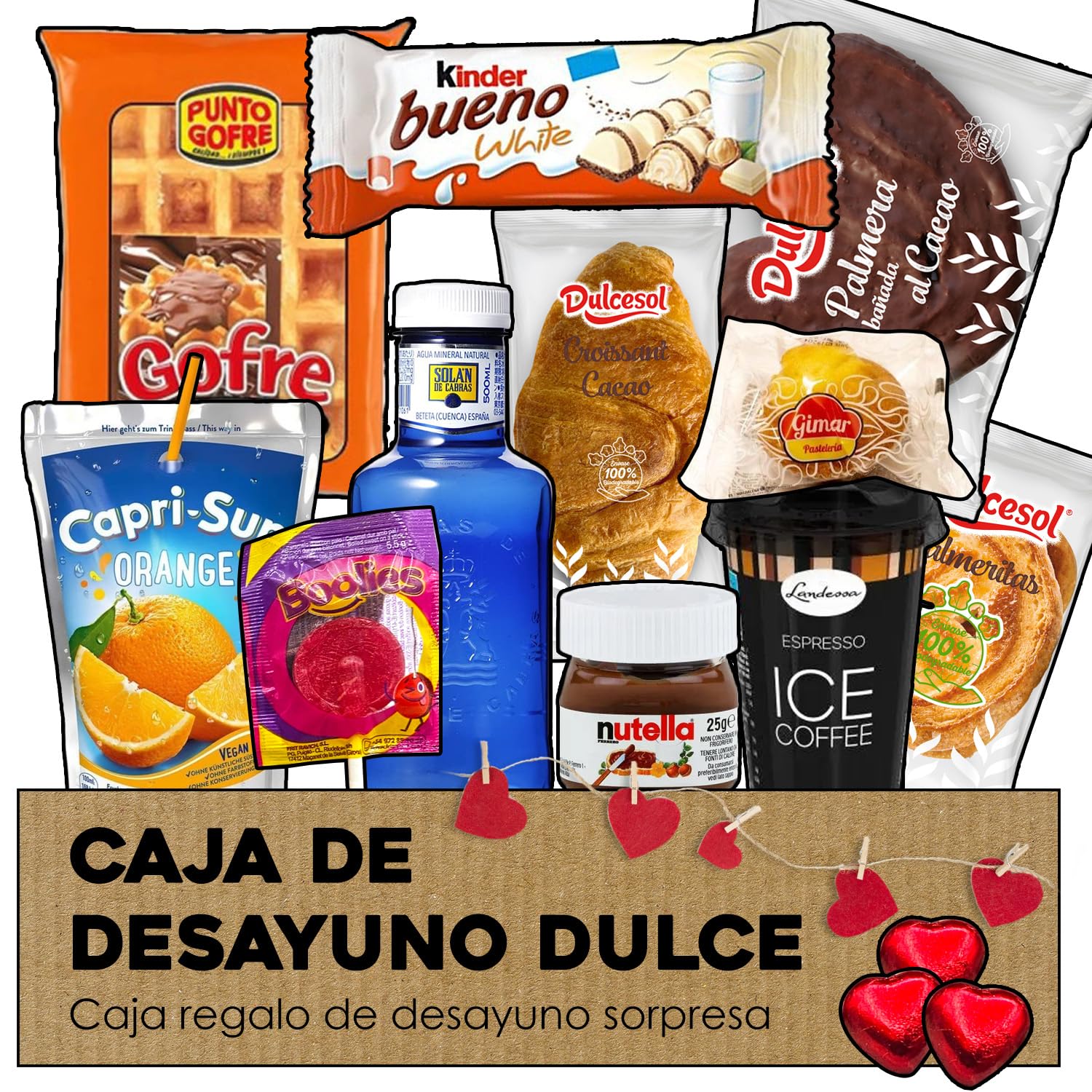IAMI Caja Desayuno Dulce Sorpresa para Regalar con 16 Productos y Bebidas