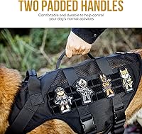 Vista 3 de OneTigris Arnés táctico sin tirones para perro mediano, arnés de chaleco de malla de aire, chalecos militares transpirables Molle para perro