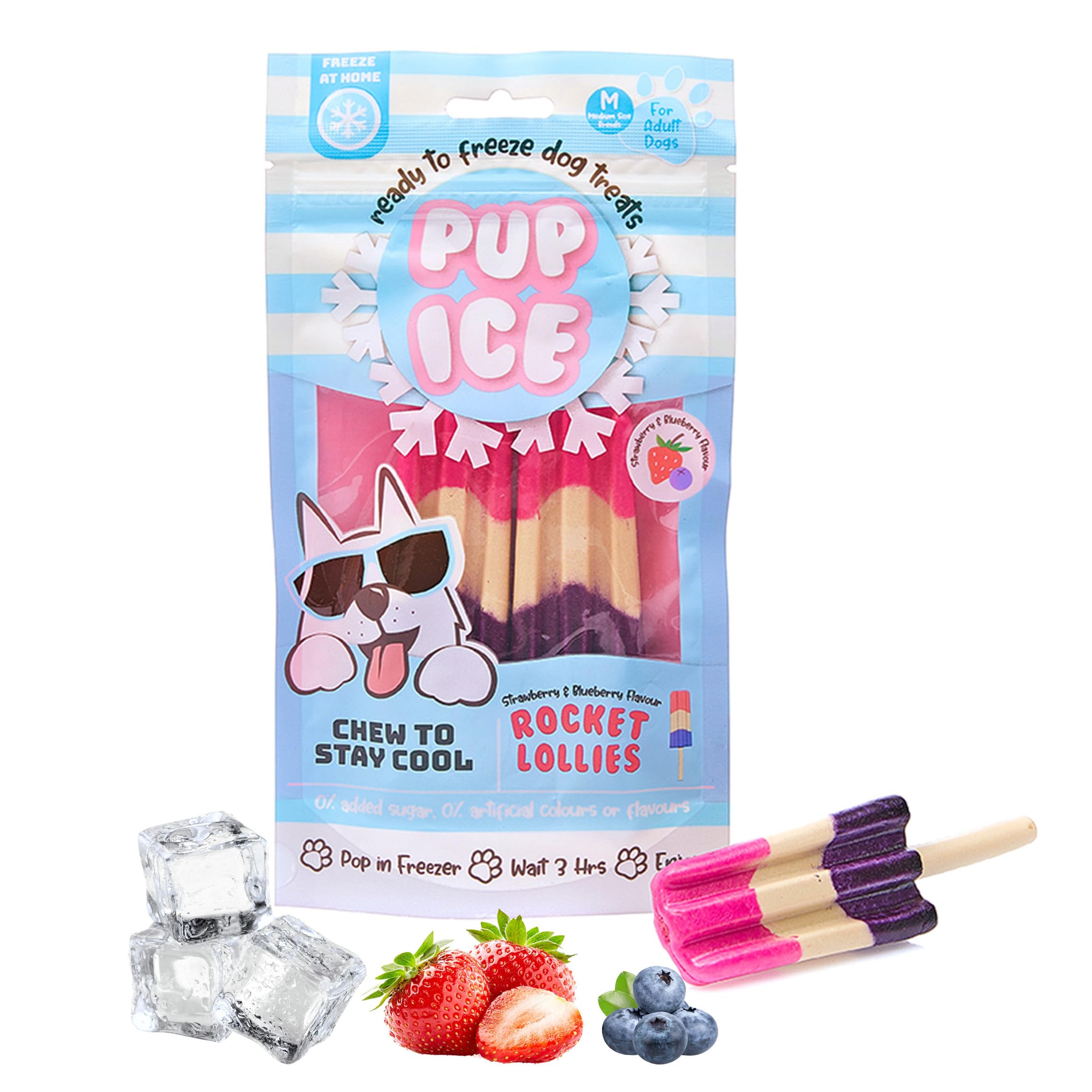 SPOT Pup Ice- Ready to Freeze at Home Dog Treats-Edible Chews for Medium Breed Dogs & Puppies with Real Chicken to Keep Your Pup Cool Year Round,