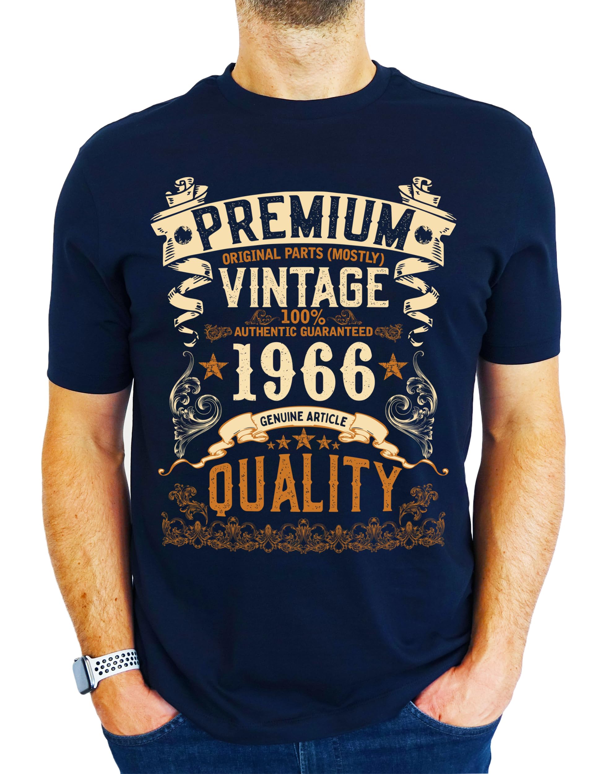 1966 Vintage - Premium Quality - 60th Birthday Gift | Present Mens T-Shirt Navy XL