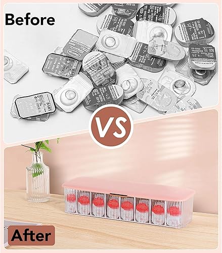 Miniatura 3 de P-80 Organizador diario de lentes de contacto con removedor y pinzas, dispensador de lentes desechable, caja de plástico transparente para todas las