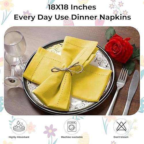 Miniatura 246 de Servilletas de lino y algodón de 18 x 18 pulgadas natural con vainica, servilletas de boda, servilletas de cóctel, servilletas de tela, servilletas