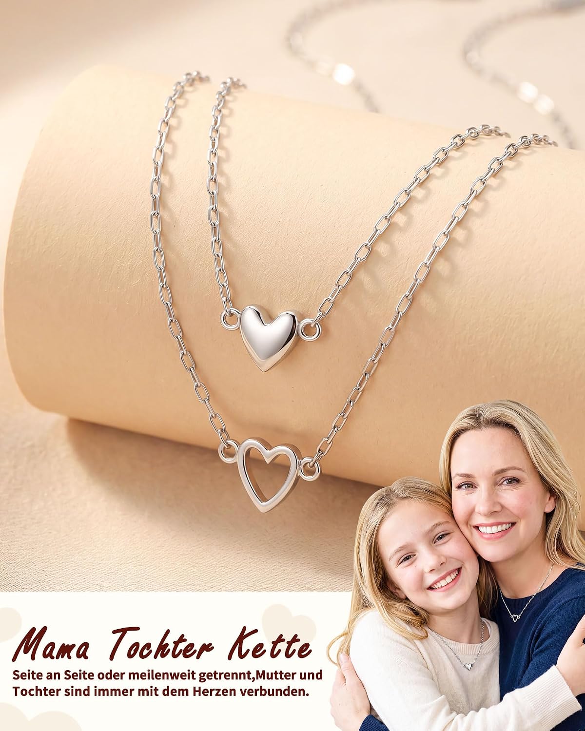 2 Pieces Heart Mother Daughter Necklace, Mum Daughter Gift image 2