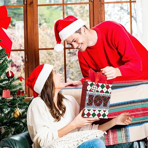 Miniatura 7 de Bolsas de regalo de Navidad a granel 24 piezas con etiquetas de regalo de papel de seda, bolsas de Navidad resistentes y reutilizables para regalos