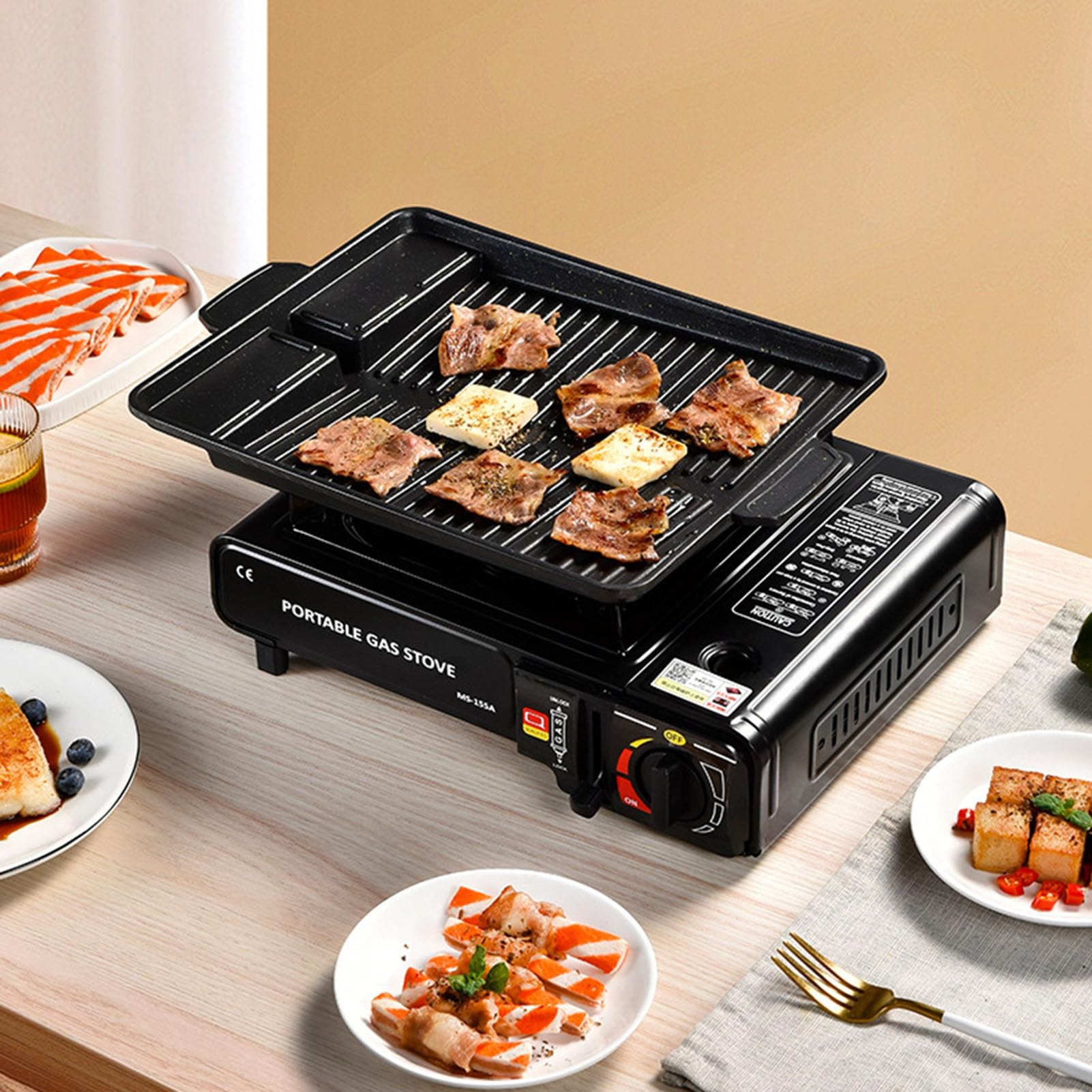 Hornillo de butano de 2900 W, hornillo de gas para camping y barbacoa, resistente a altas temperaturas, para cocinar al aire libre y uso en viajes, modelo B