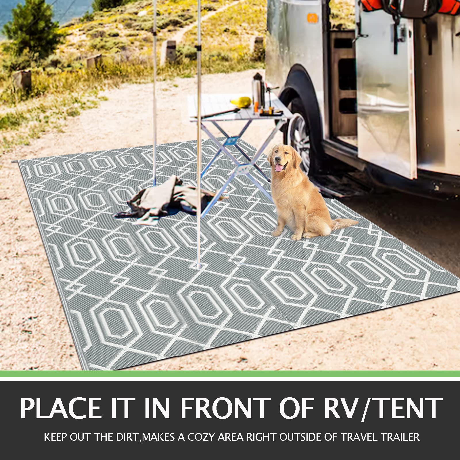 Tappeto Da Esterno Impermeabile 150x245 Cm - Per Picnic, Campeggio, Giardino, Spiaggia - Foto 2