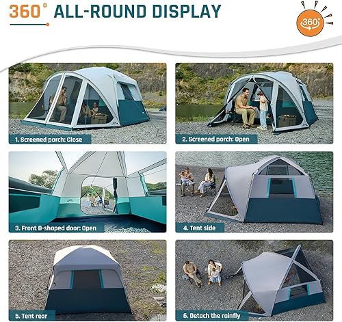Miniatura 4 de Tents for Camping 610 Person Camping Tent with Screen Porch, Weatherproof Large Cabin Tent with Rainfly and Carry Bag, Family Tent for Outdoor