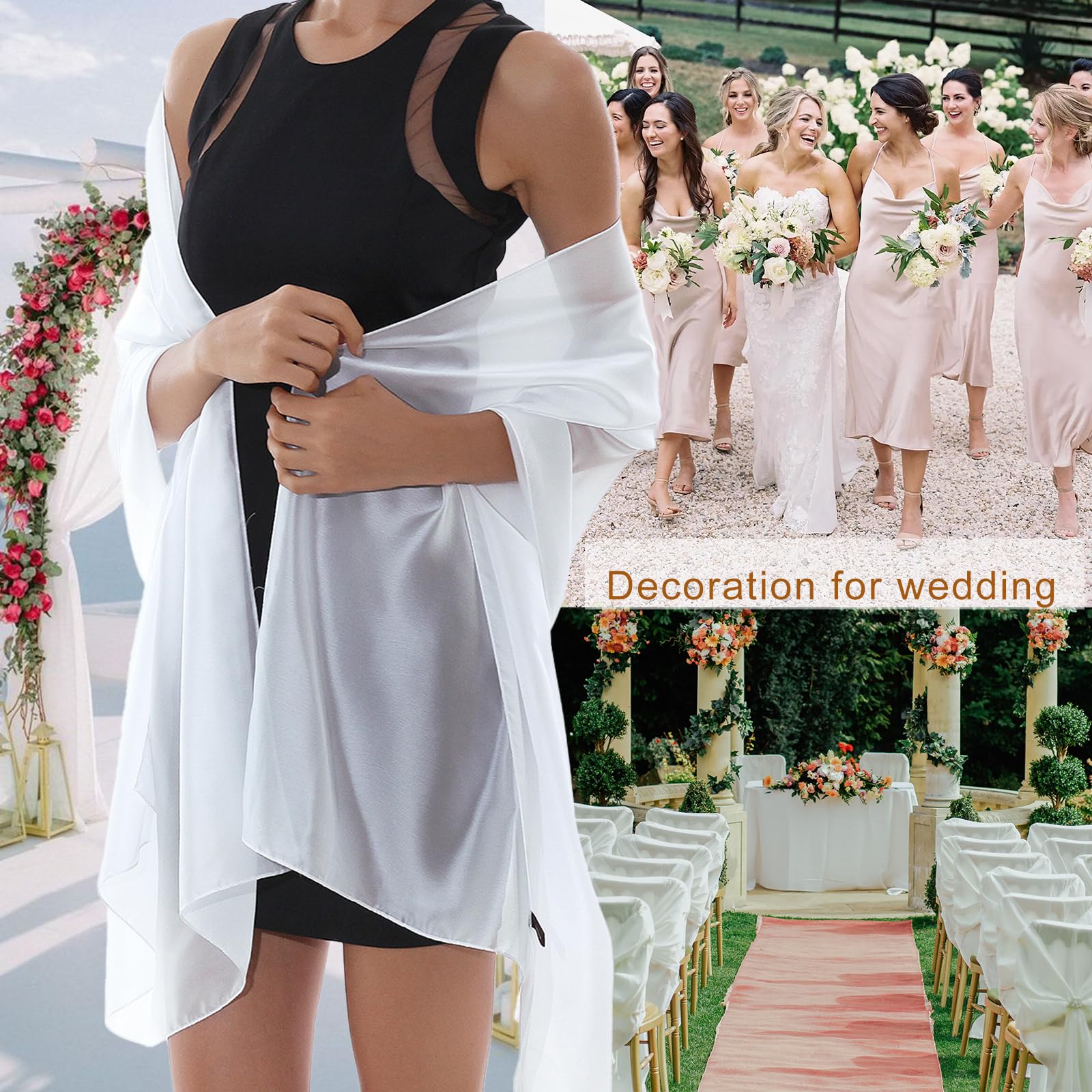 RIIQIICHY Foulard Sciarpa Seta Donna Pashmina Stola Scialle Cerimonia Abito da Sera Elegante Sposa