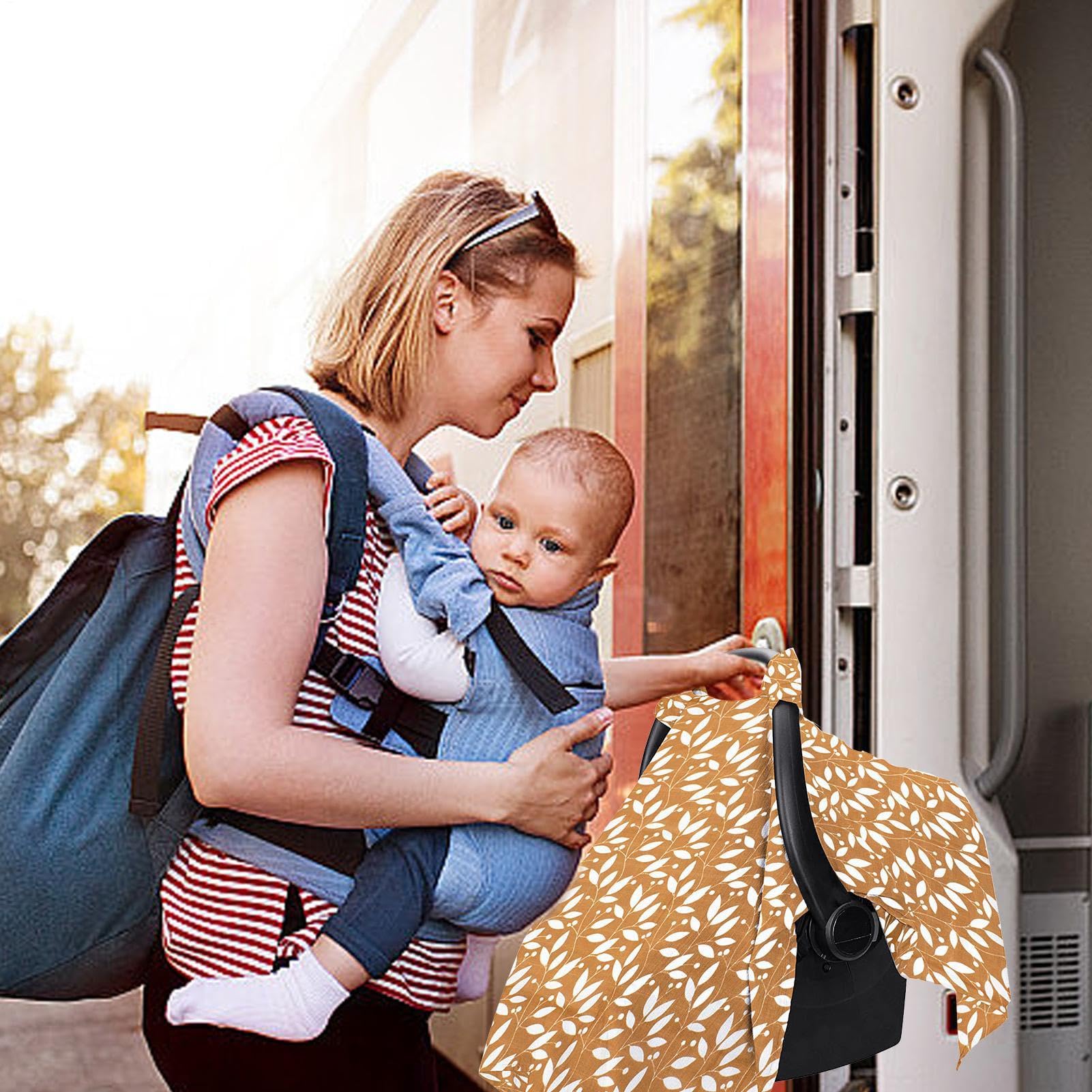 Kinder-Autositzbezug Sommer-Kinderwagen-Sonnenschutzdach aus Baumwolle mit Leinenbindung atmungsaktiv Musselin-Baumwolle