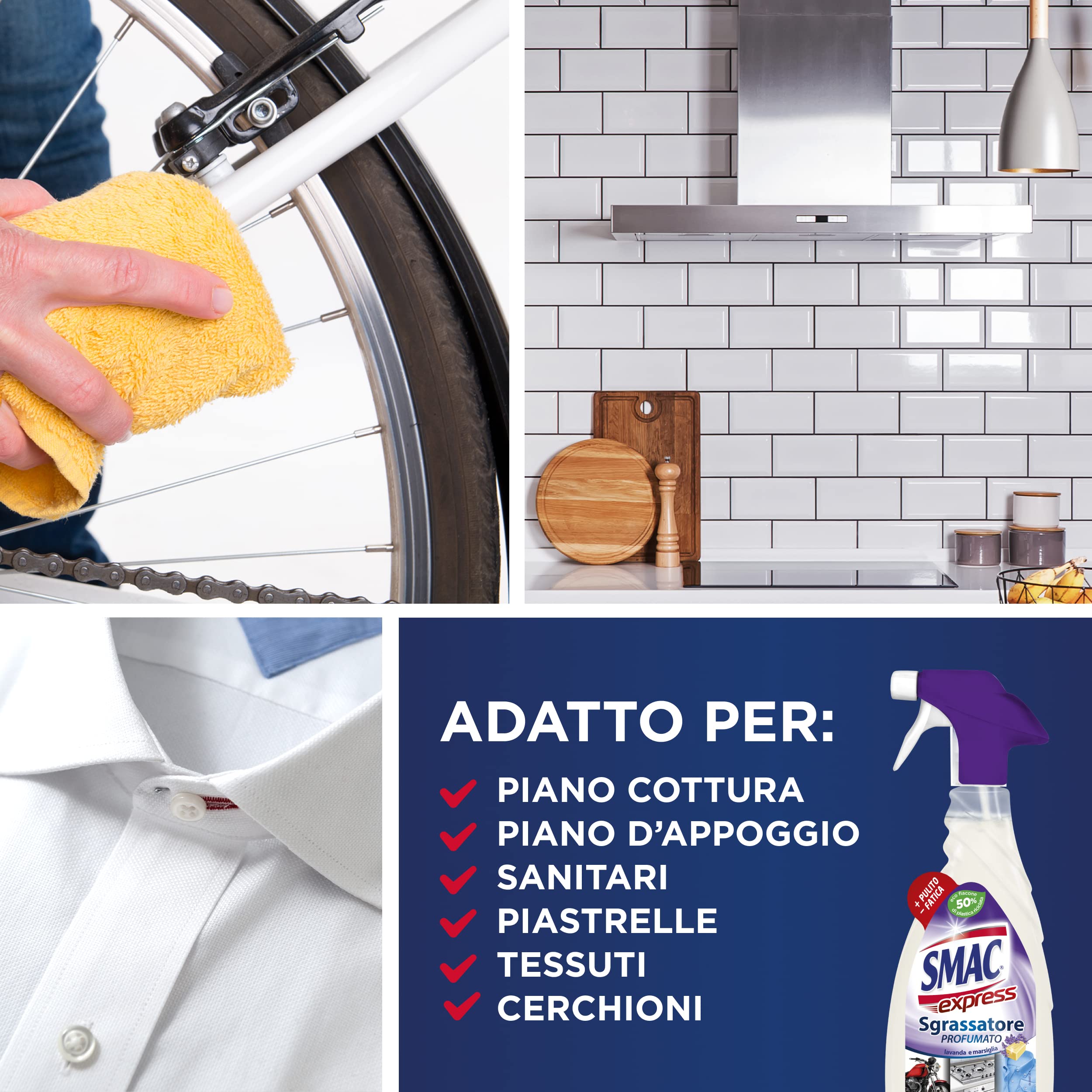 Smac Express - Sgrassatore Universale Profumato Alla Lavanda, Detergente Spray Multisuperficie Con Azione Sgrassante E Tecnologia Zero Aloni, 650 Ml X 12 Pezzi