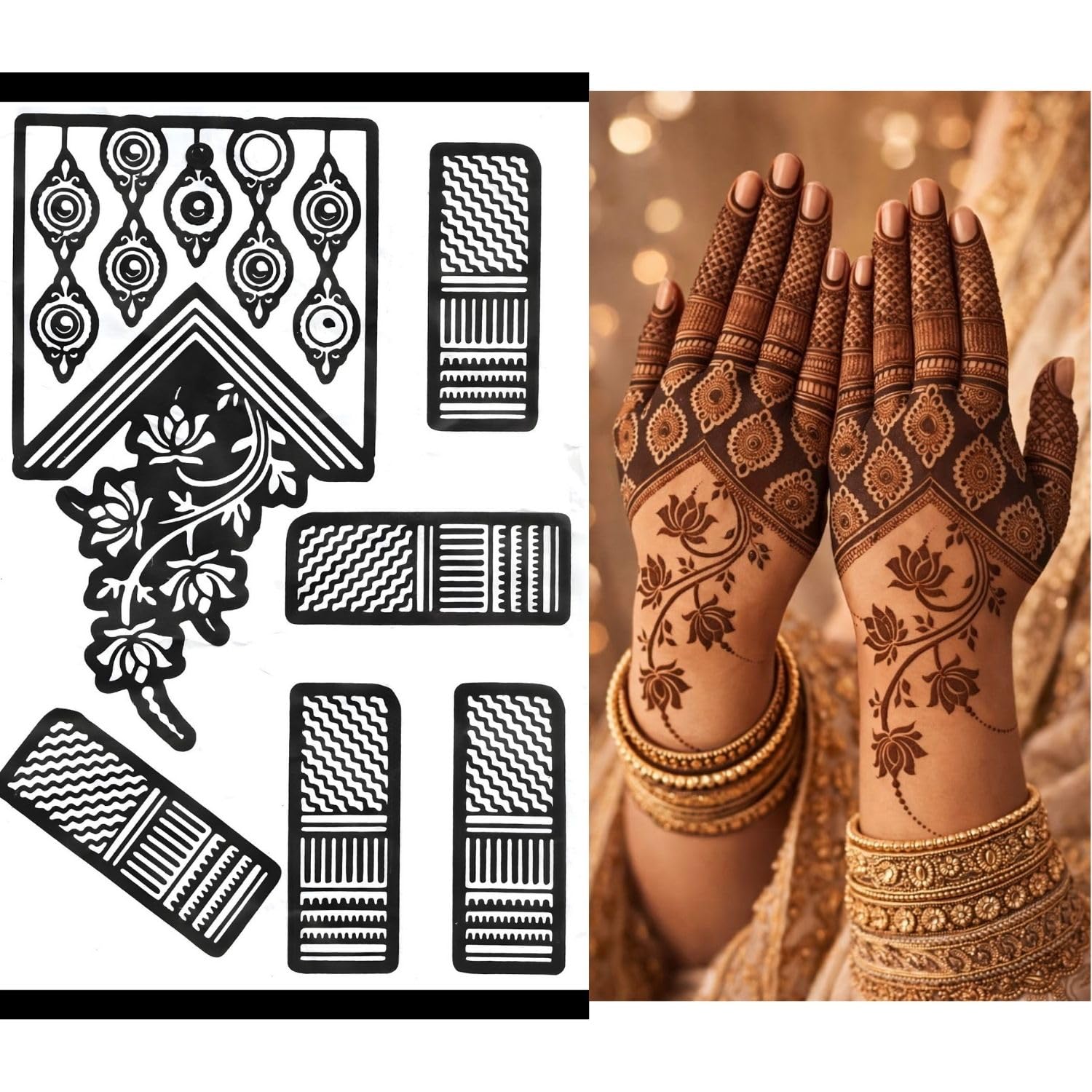 Mehndi Stencil | Easy Henna Tattoo Mehndi Stencil for Hands, Feet & Body | Stylish Mehndi Sticker for Women & Girls | Mehndi Sticker (MSWB057)-image-1