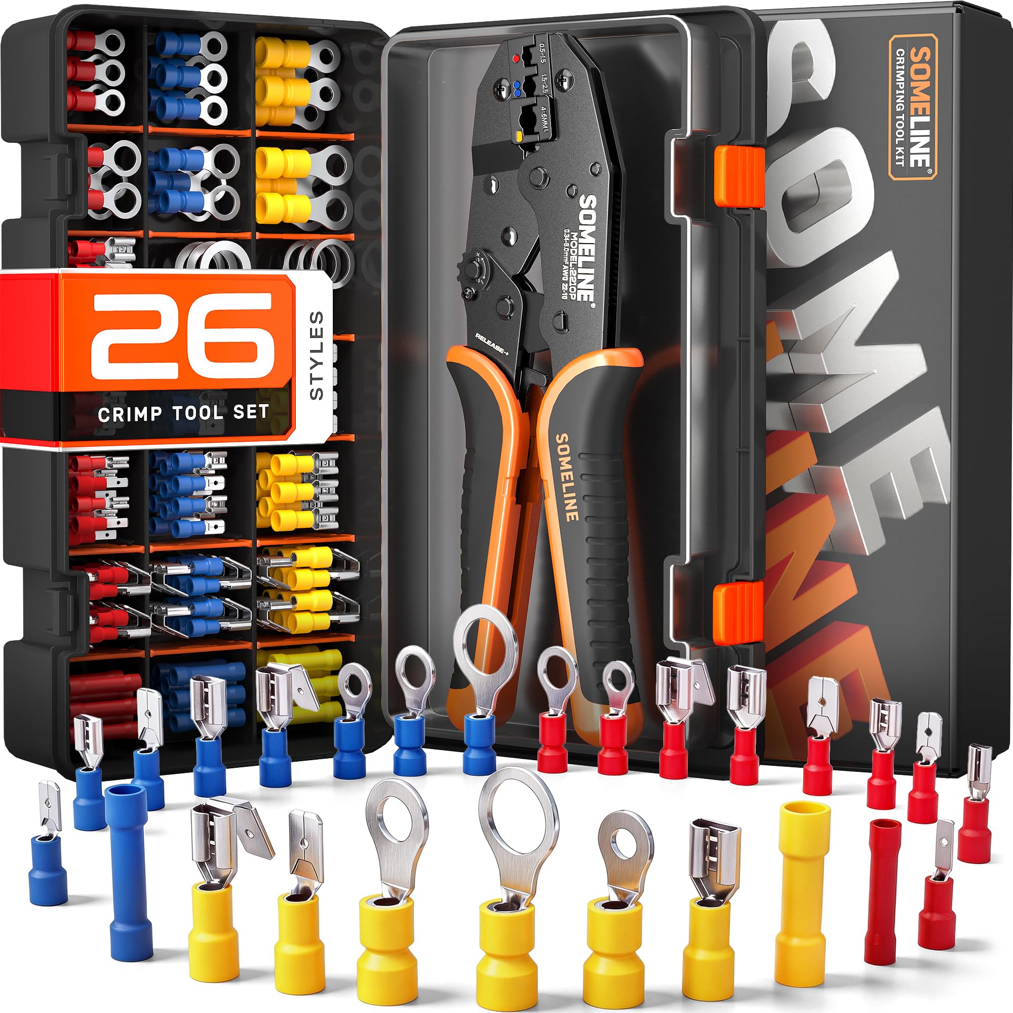 SOMELINE Wire Connector Crimping Tool Kit, 22-10 AWG with 26-Type Terminals | UL Listed T…