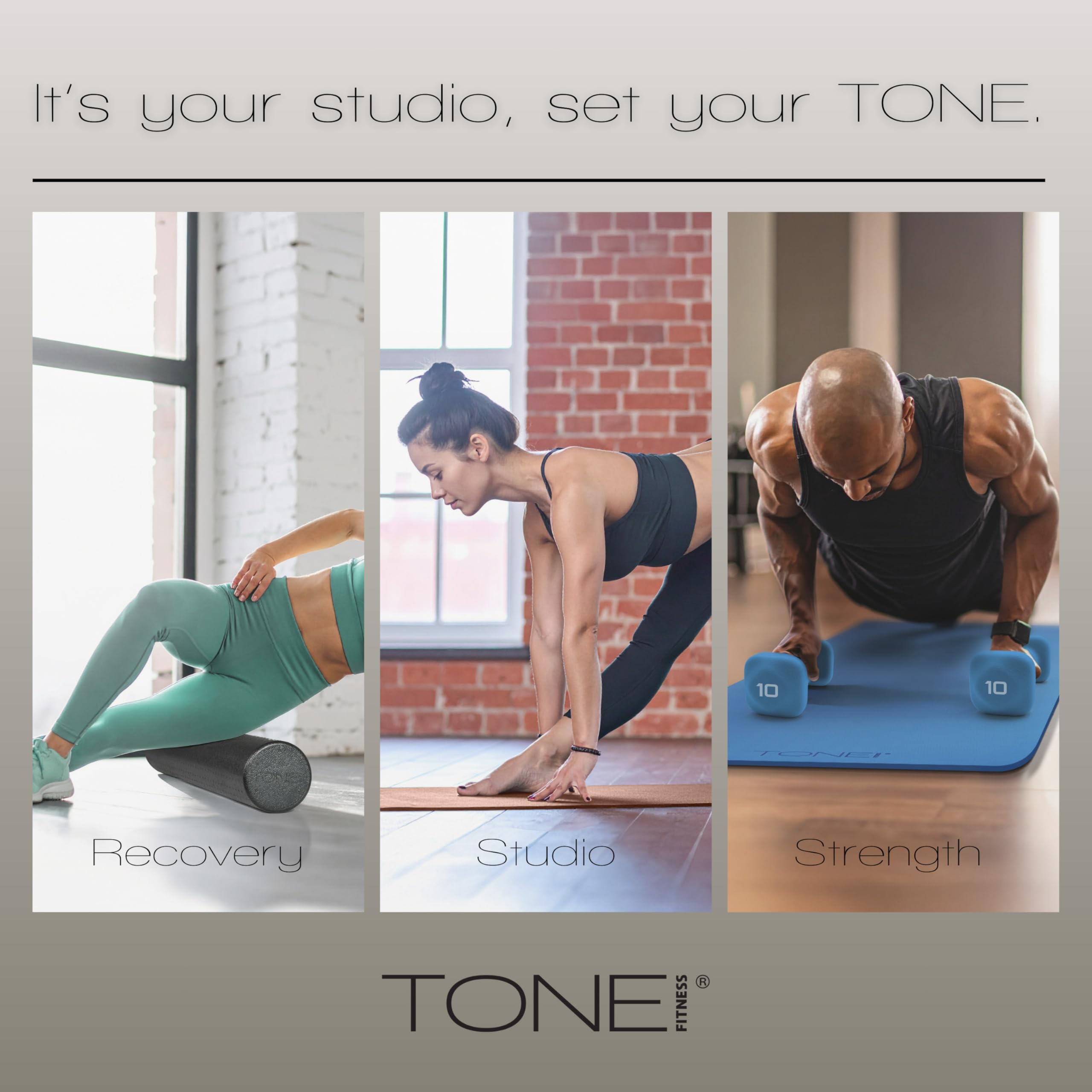 Tone Fitness Coppia di manubri in neoprene con testa quadrata antirollio | Opzioni multiple