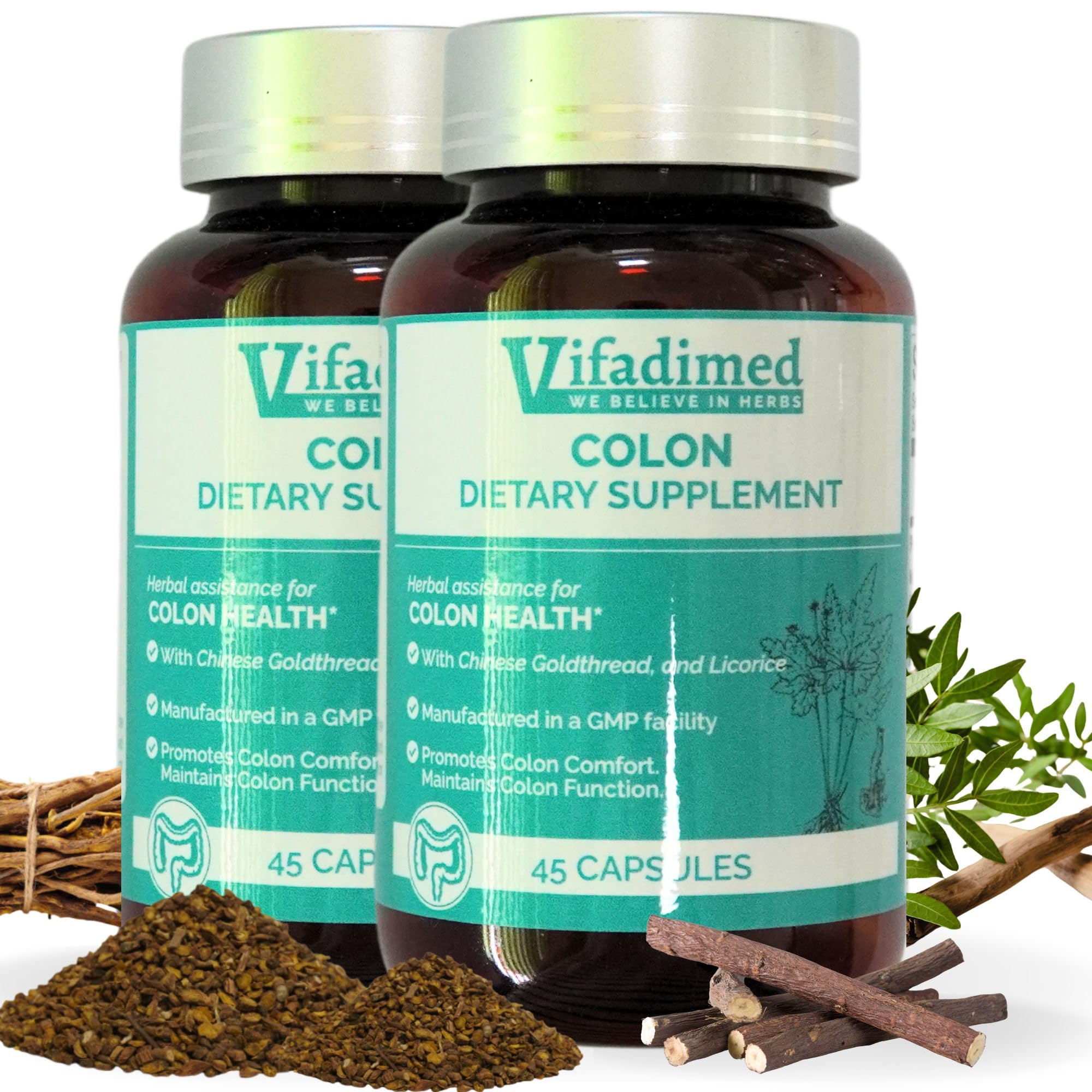 VIFADIMED® Colon Anti Diarrhea for Adults, Herbal IBS-D, Colitis Support Supplement. Herbal Gut Healing. Intestine Lining Repair. Gut Microbiome. Colon Motility. 90 Capsules
