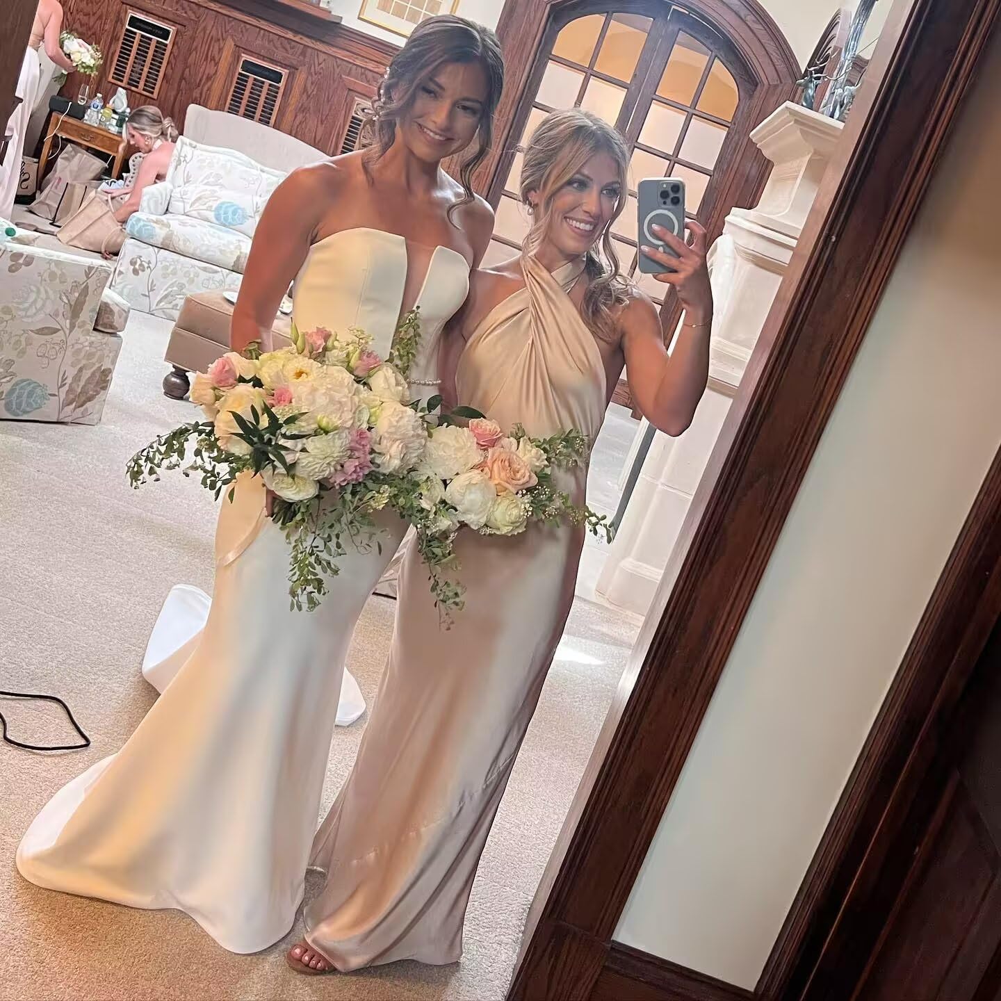 Satin Bridesmaid Dresses for Women 2026 Long Mermaid Halter Wedding Guest Dress Floor