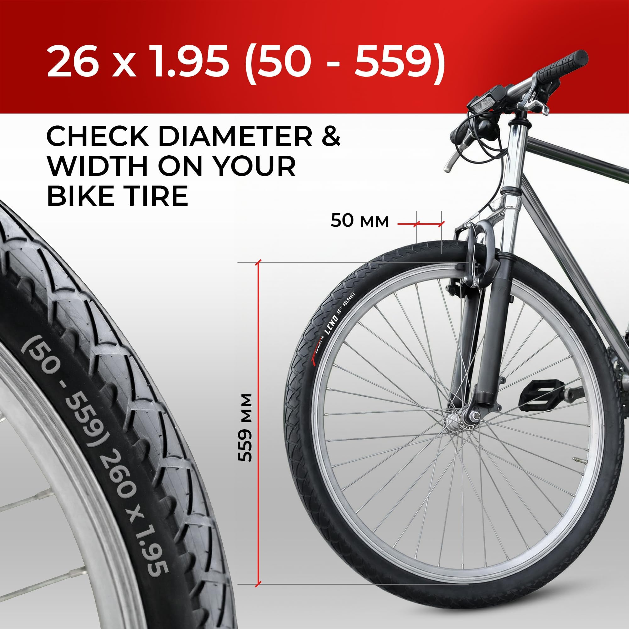 Amazon | Fincci ペア 26x1.95 自転車用タイヤ - Leno セミスリック