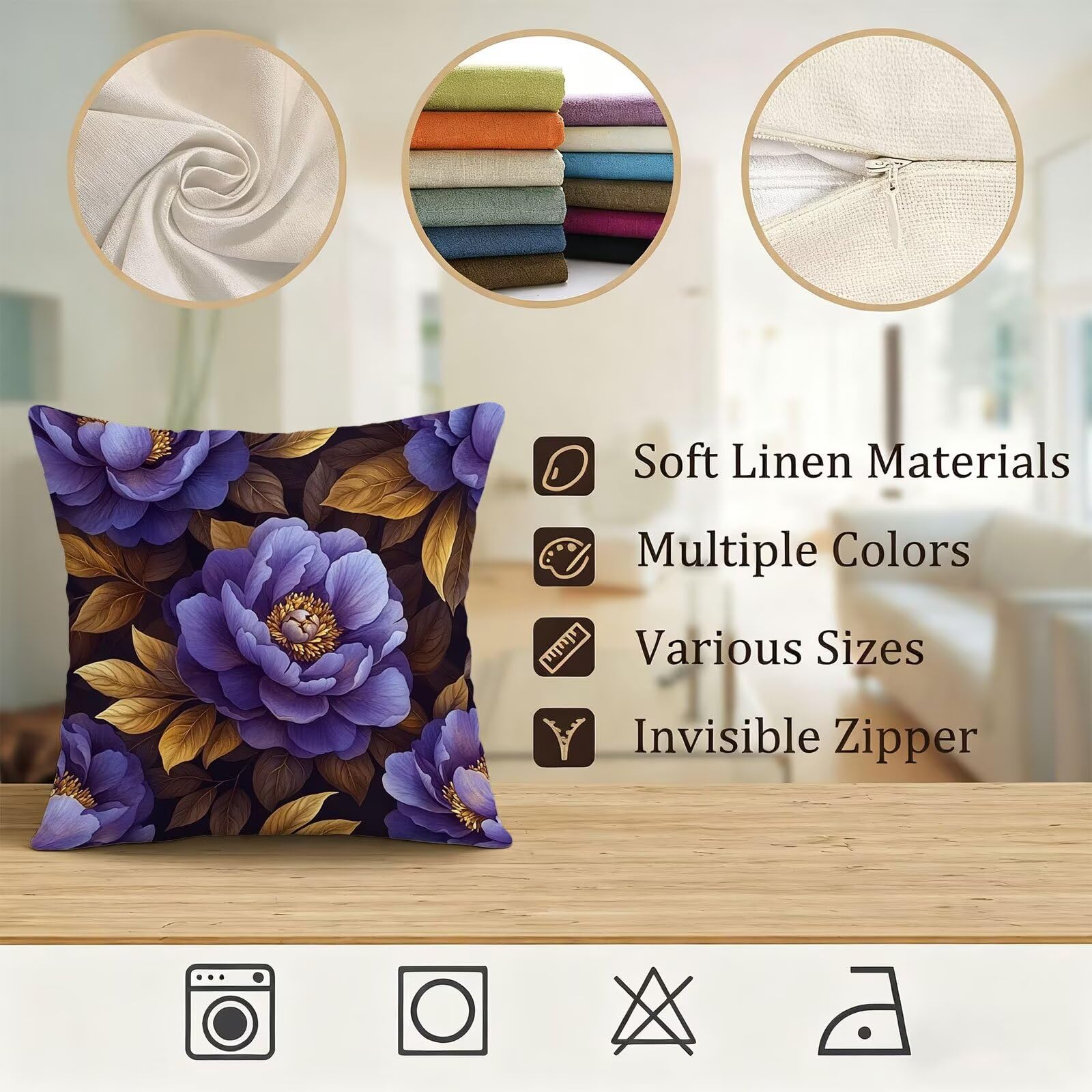PúRpura Funda Cojin 60x60 MarróN Funda Almohada 60x60 Cojines Sofa Súper Suave Fundas Cojines Decorativos Fundas Almohadas 4 Piezas Cervicales y Cuello, para Hogar Sofa Cama Salon Decoracion E - 927