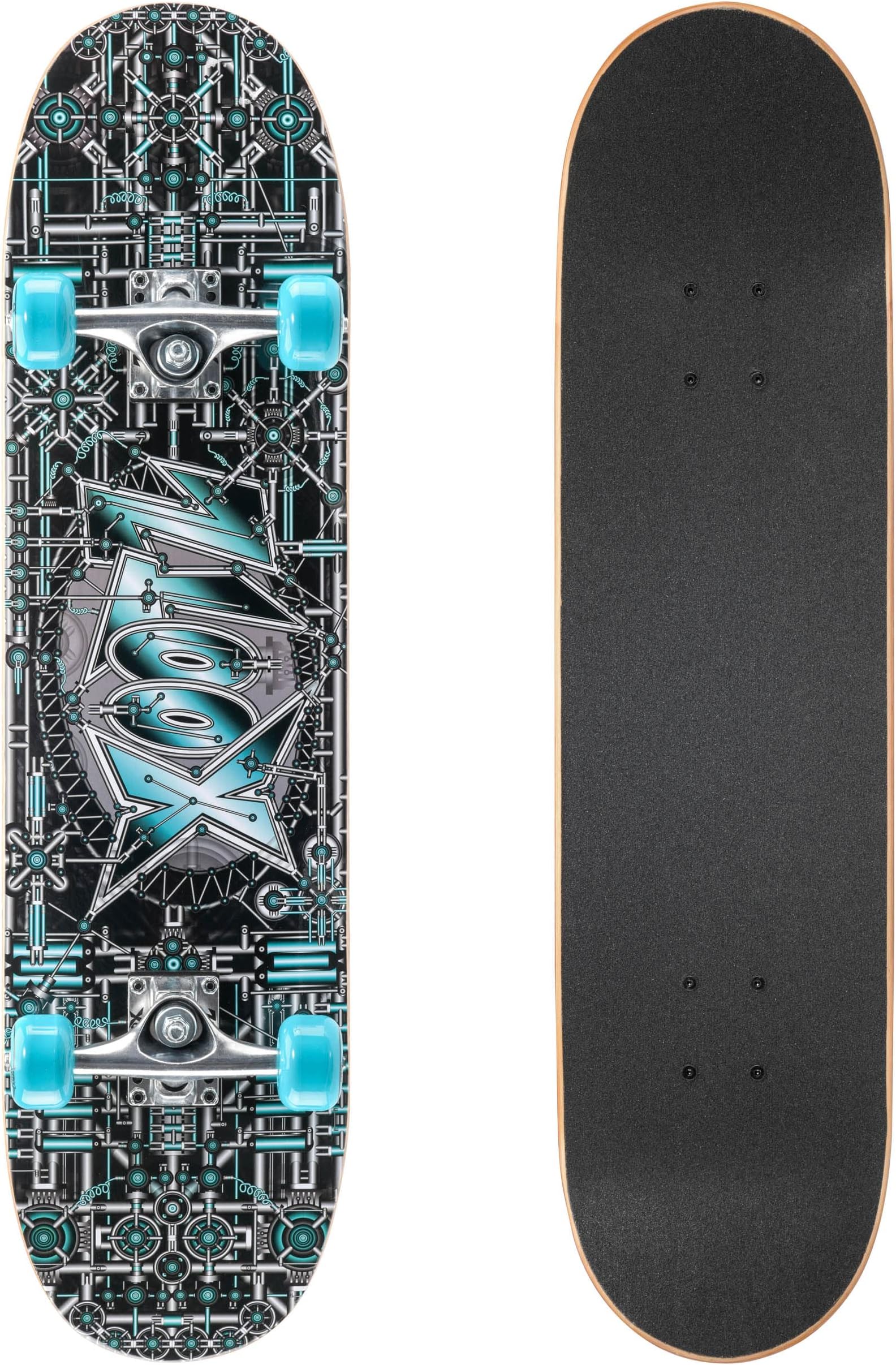 Xootz 31โ x 8โ Complete Skateboard for Beginners, 9 Ply Maple Deck, Double Kick Standard Board, for Boys and Girls, Multiple Colours