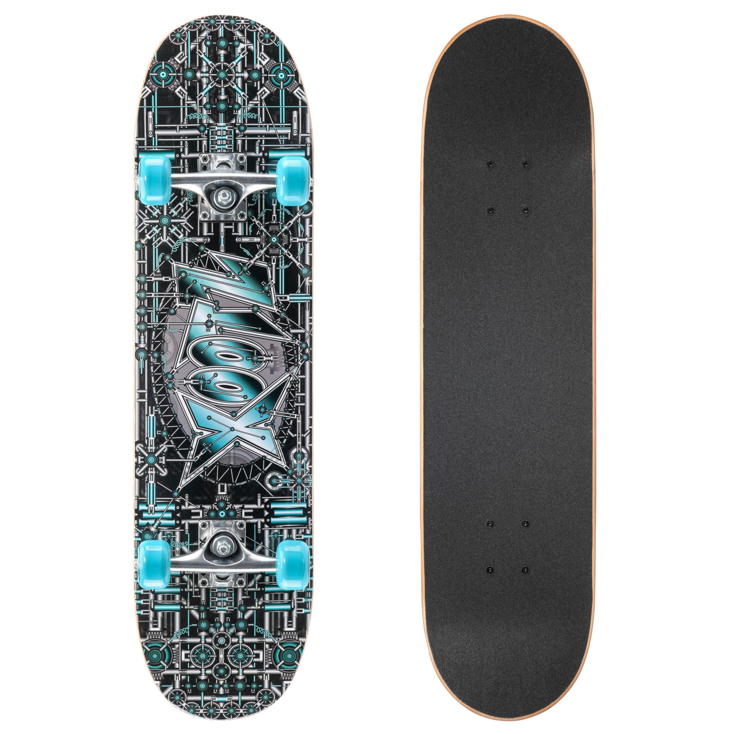 Xootz 31” x 8” Complete Skateboard for Beginners, 9 Ply Maple Deck, Double Kick Standard Board, for Boys and Girls, Multiple Colours