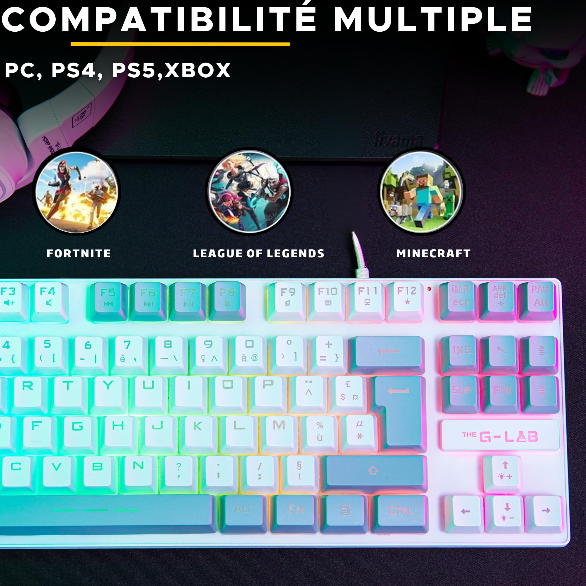 The G-Lab Keyz Caesium TKL - Clavier Gamer 87 Touches 15 Macros AZERTY FR