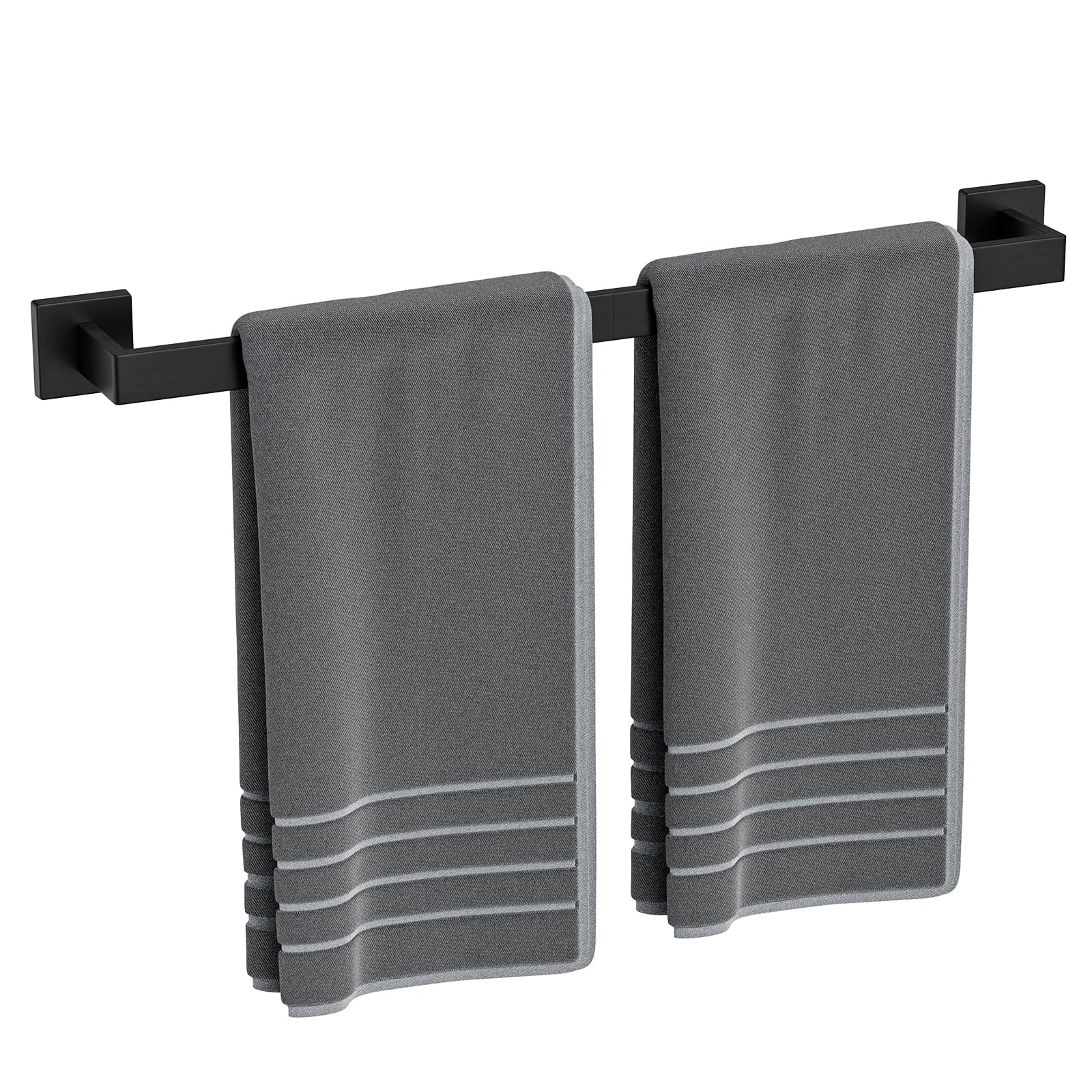 Luxbaro 24 Inch Matte Black Towel Bar, Square Base, Total Length 26-Inch
